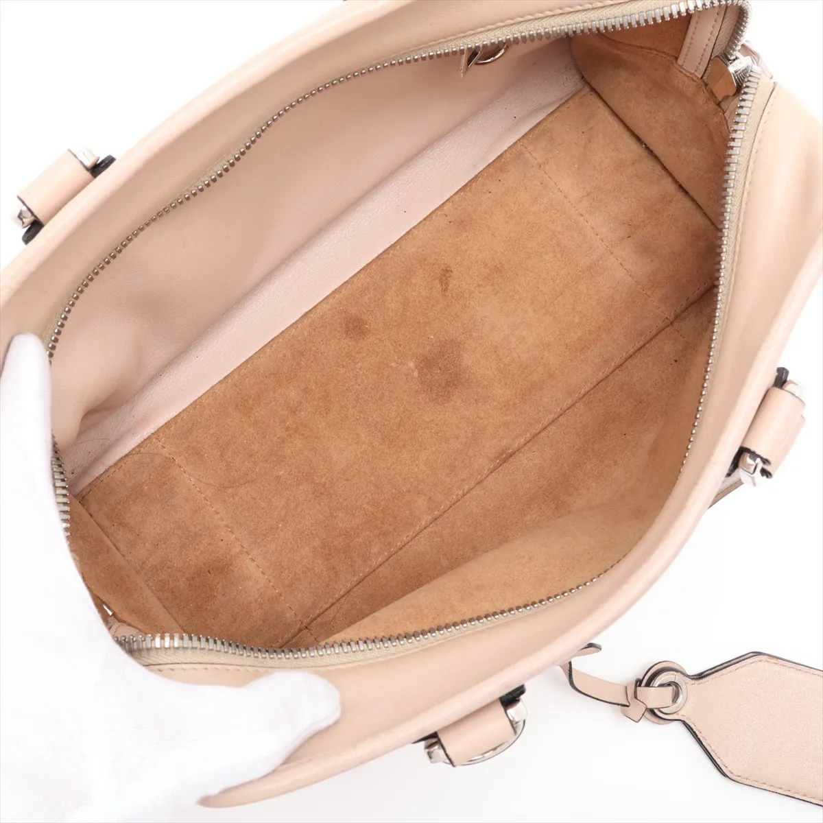Amazona 28 Leather Handbag, Beige — view 7