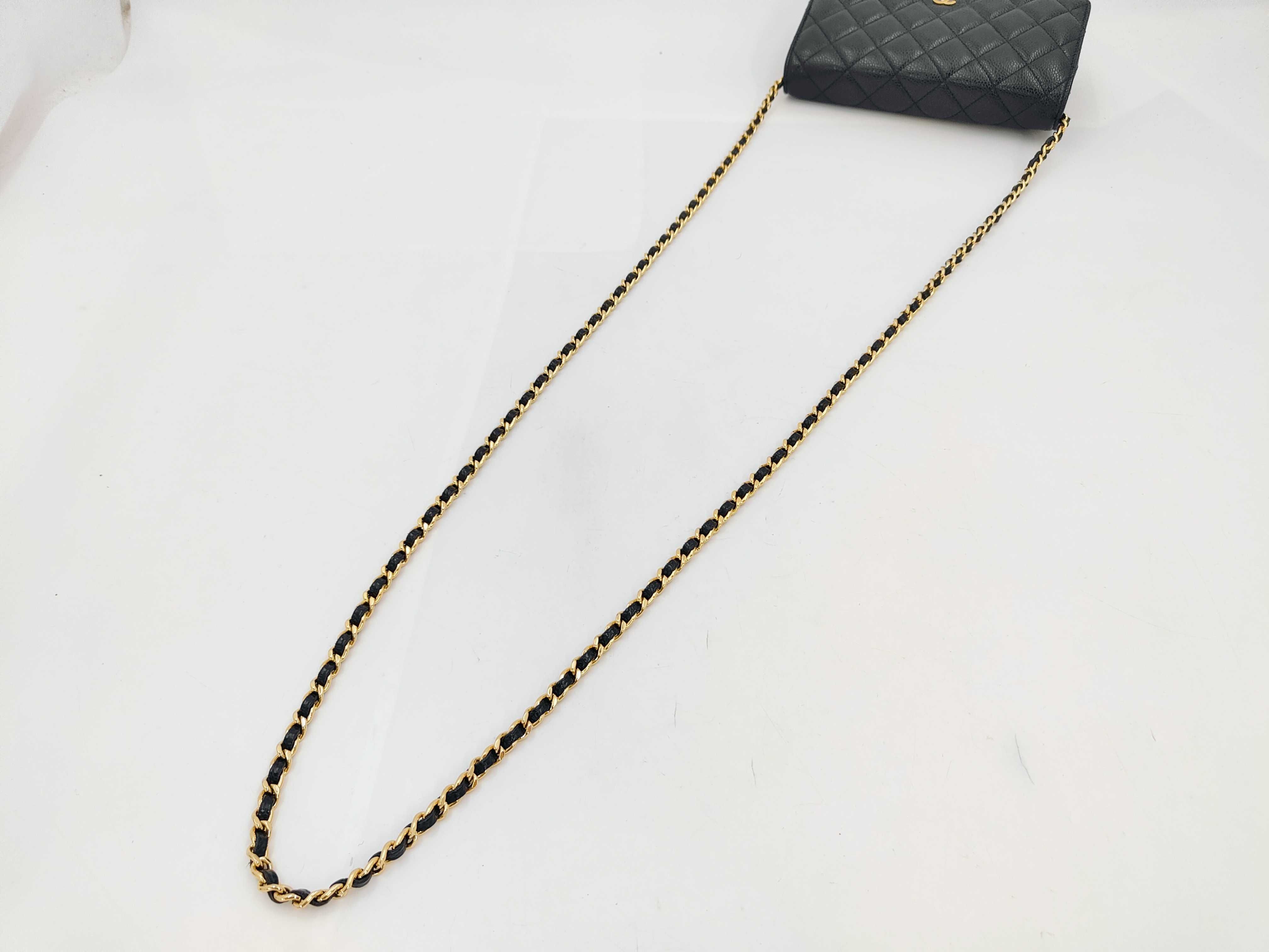 WOC Black Calfskin Medium Shoulder Bag with Gold Hardware and Embossed Chip Design — view 3