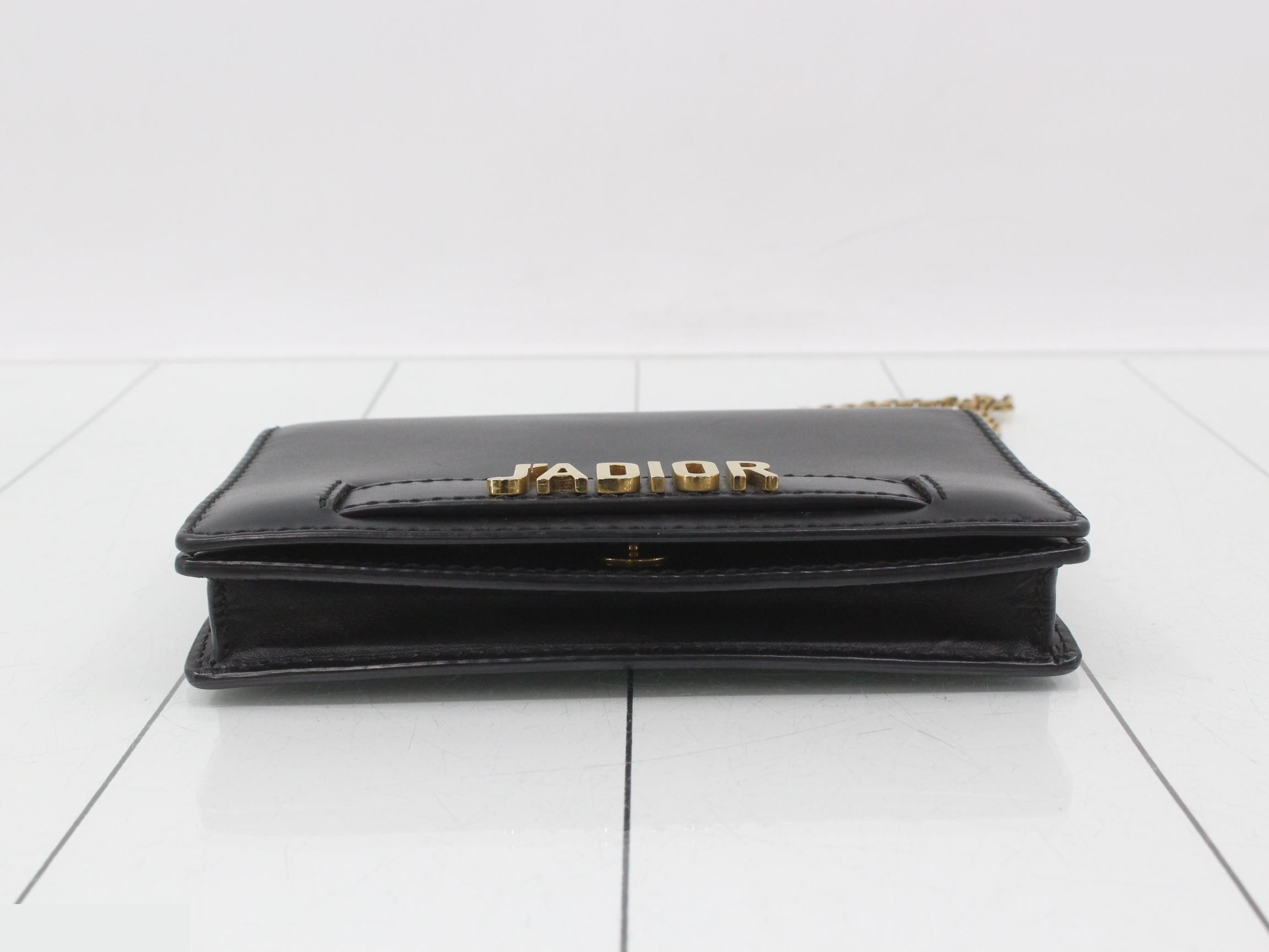 J'ADIOR Leather Chain Wallet, Black — view 3