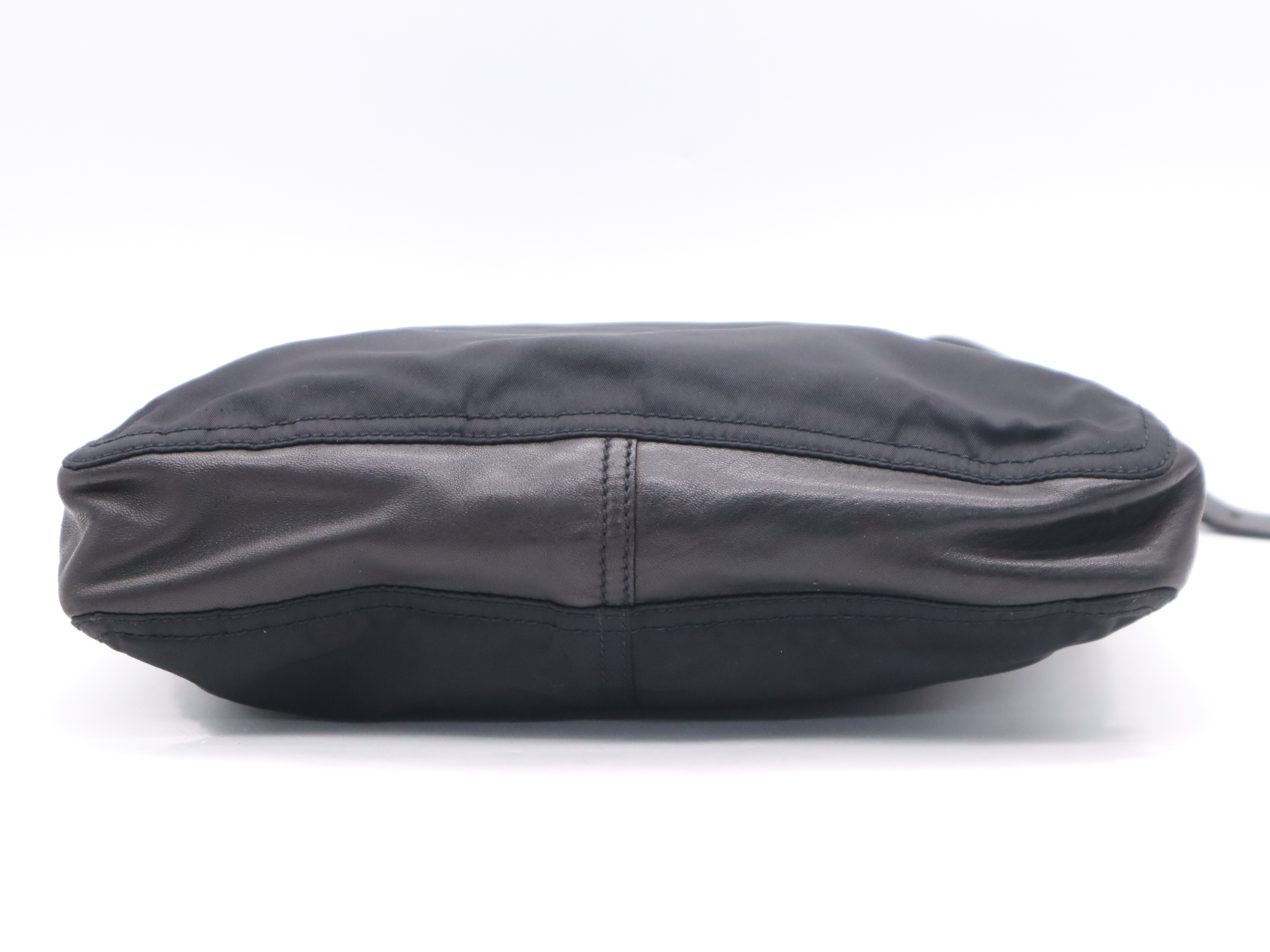 Nylon Triangle Logo Shoulder Bag, Black with Silver Hardware, Card Included. — view 4