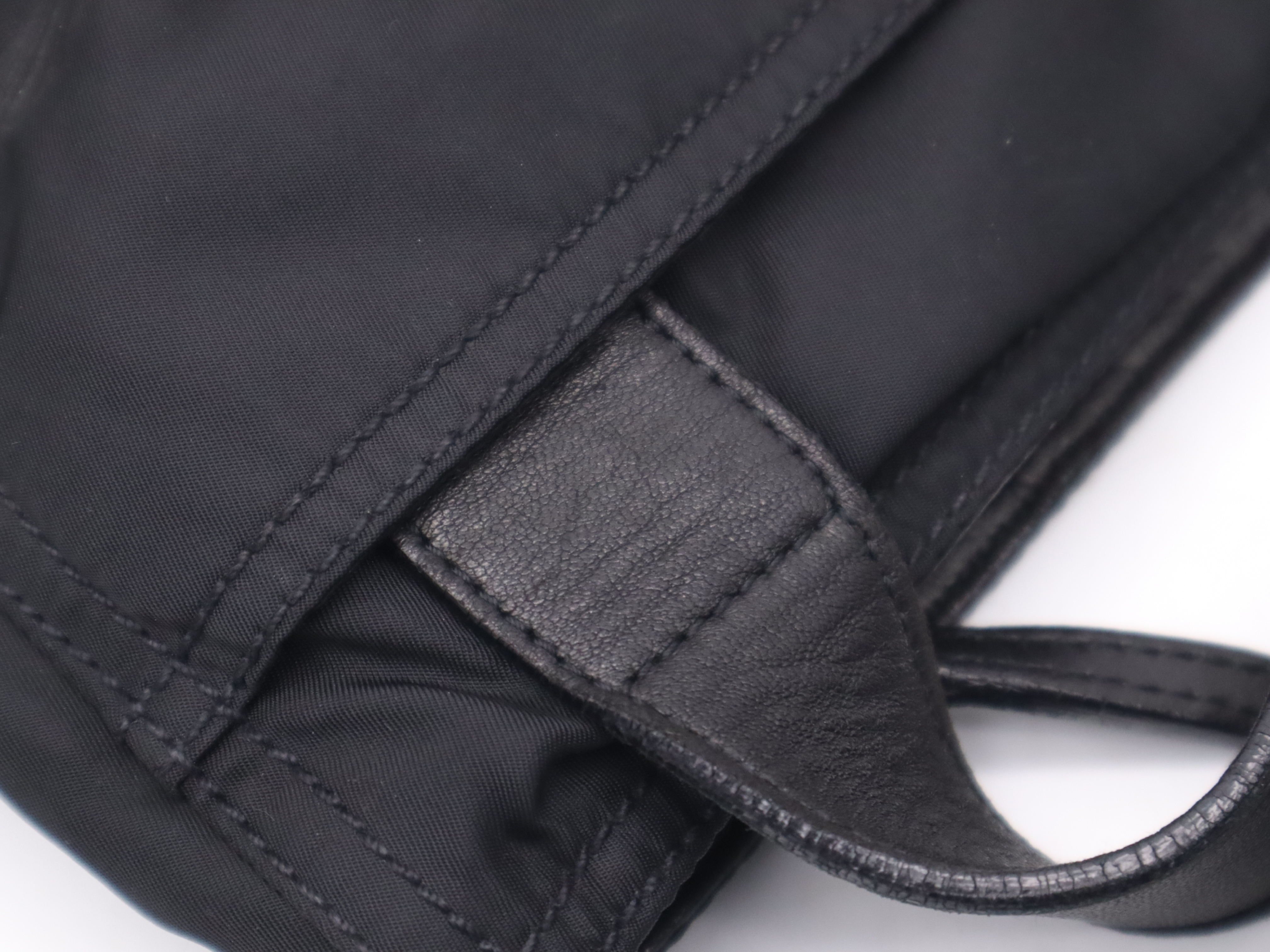 Nylon Triangle Logo Shoulder Bag, Black with Silver Hardware, Card Included. — view 7
