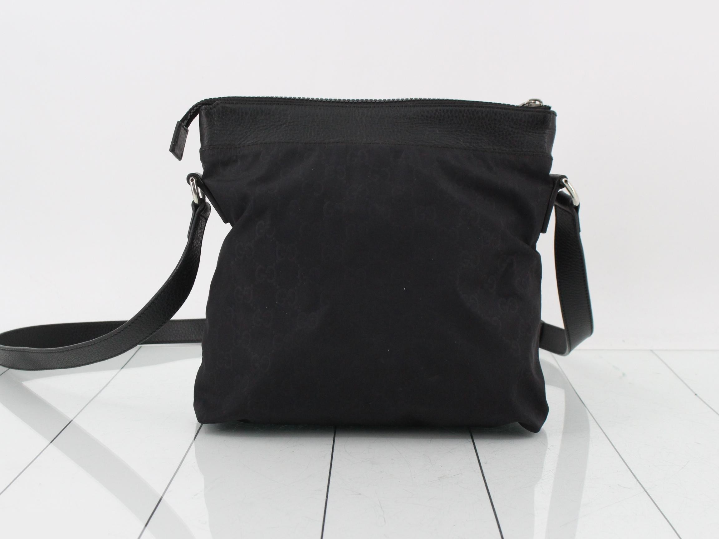 GG Nylon Leather Shoulder Bag, Black — view 2