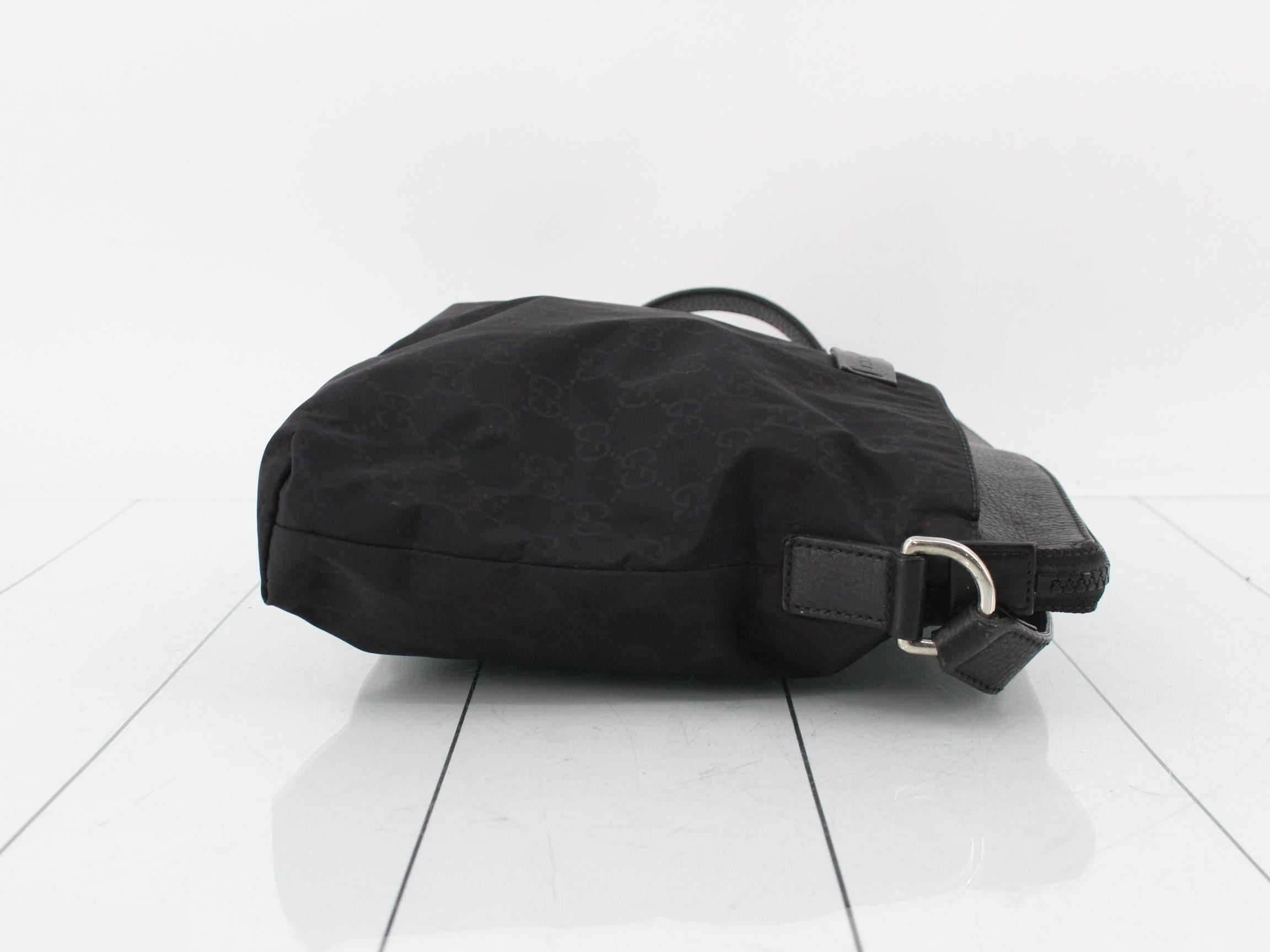 GG Nylon Leather Shoulder Bag, Black — view 3