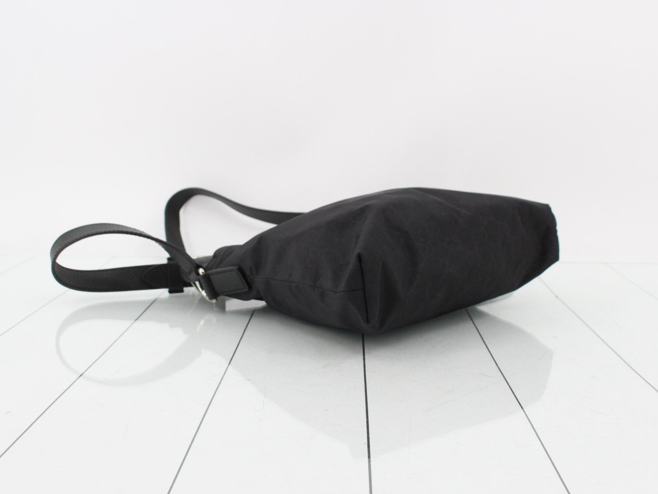 GG Nylon Leather Shoulder Bag, Black — view 5