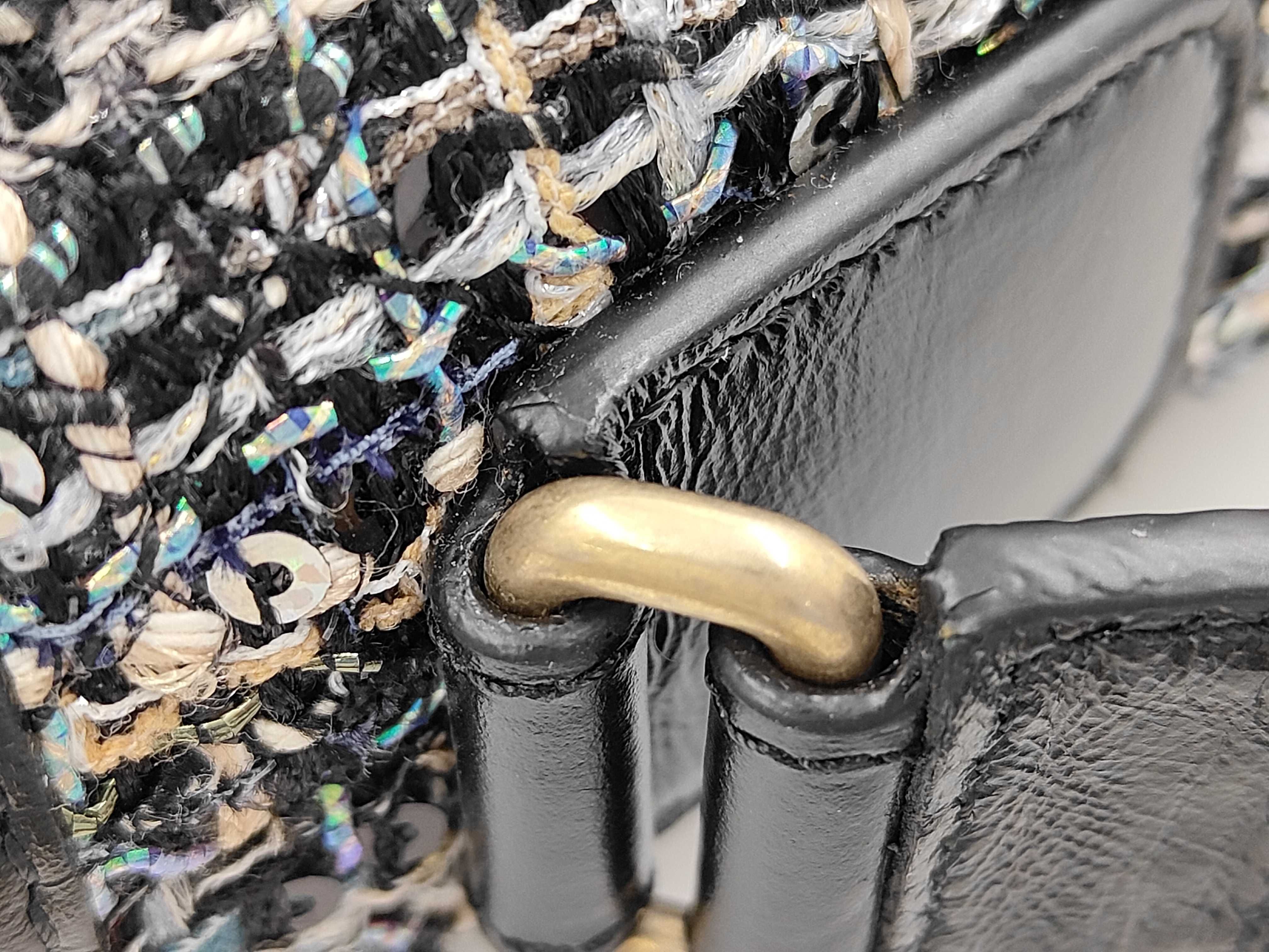 Gabrielle Black Tweed x Calfskin x Sequin Large Shoulder Bag — view 7