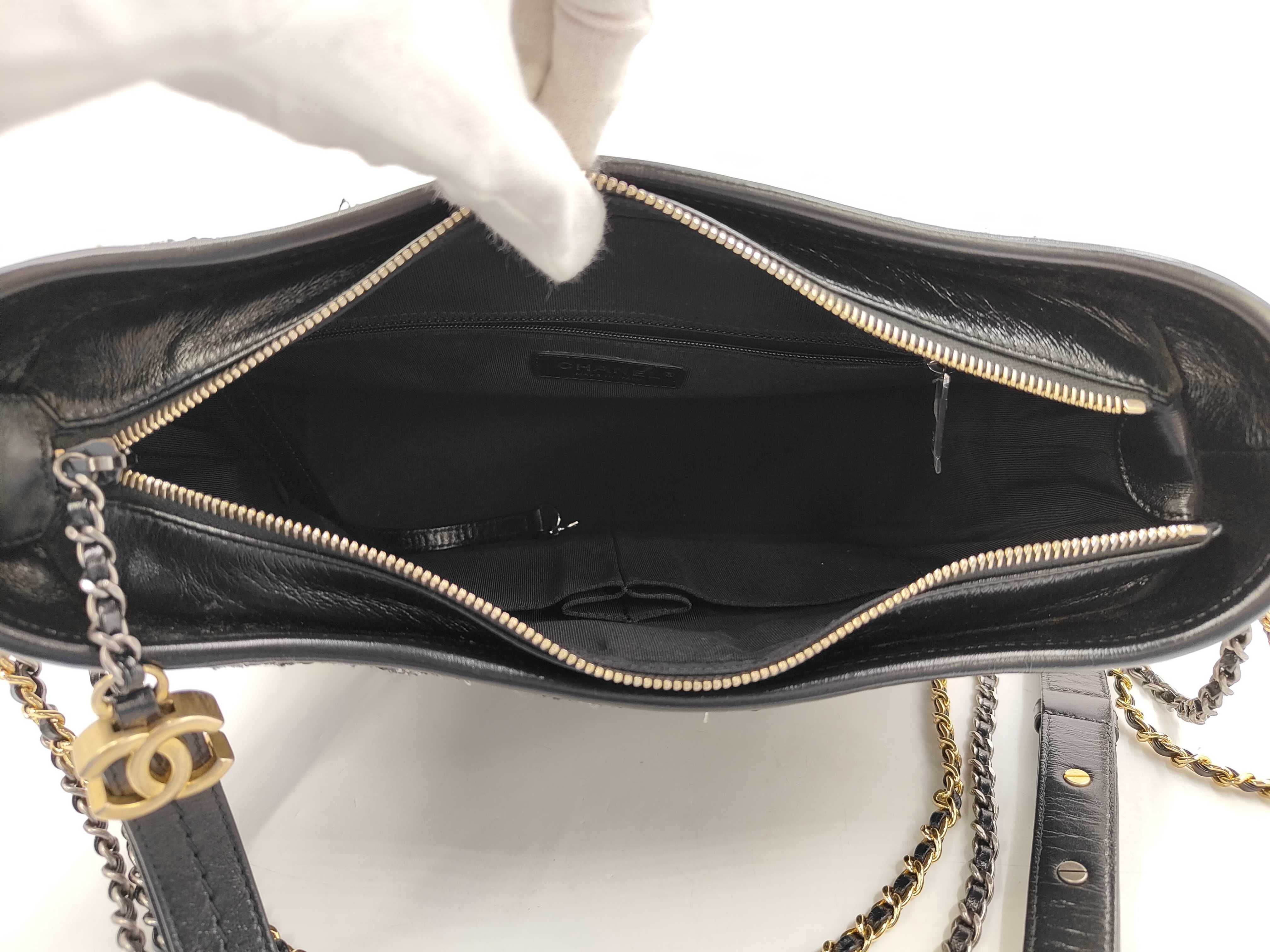 Gabrielle Black Tweed x Calfskin x Sequin Large Shoulder Bag — view 10
