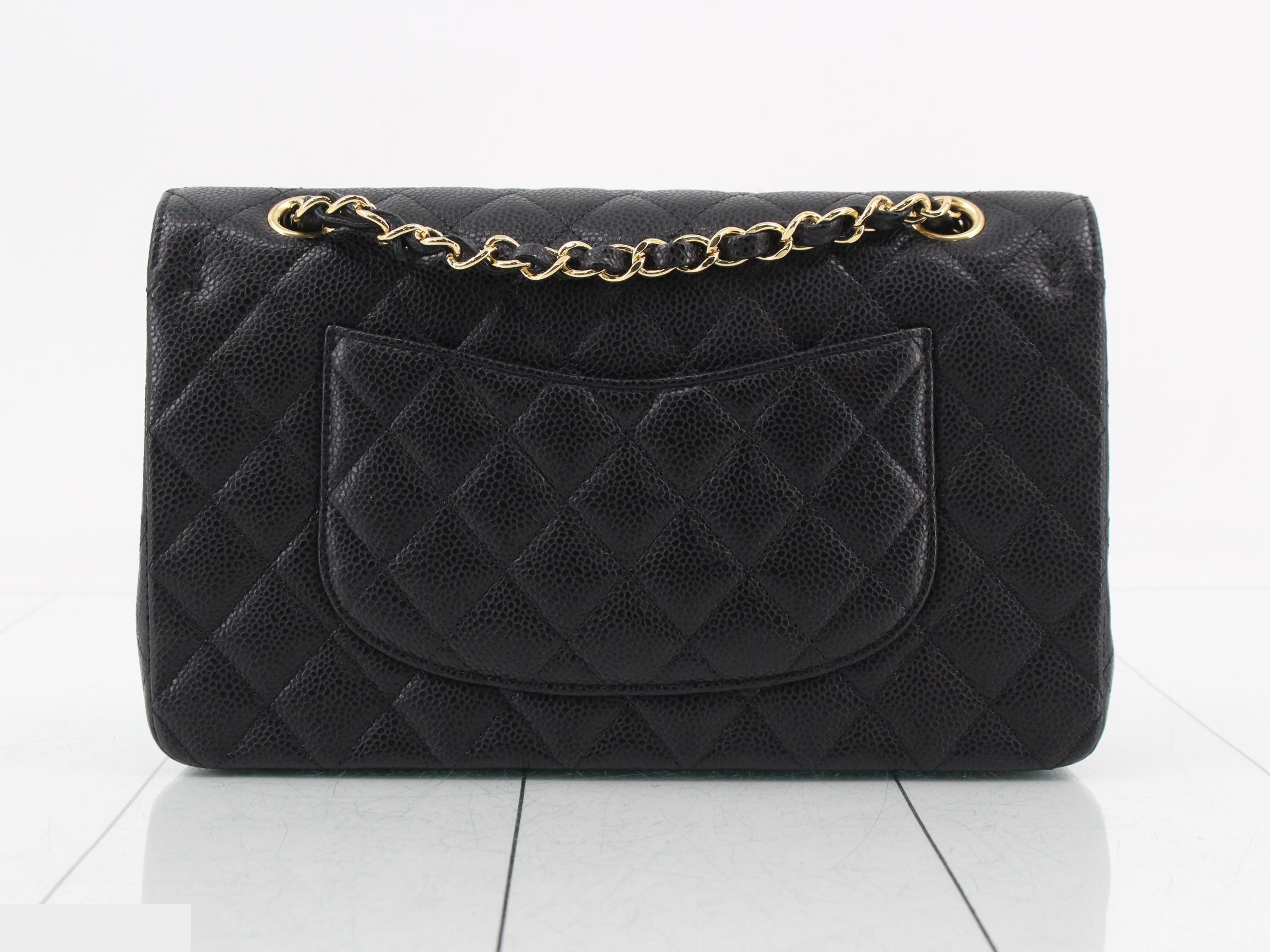 Matelassé 25 Double Chain Shoulder Bag, Caviar Leather, Black with Gold Hardware — view 2