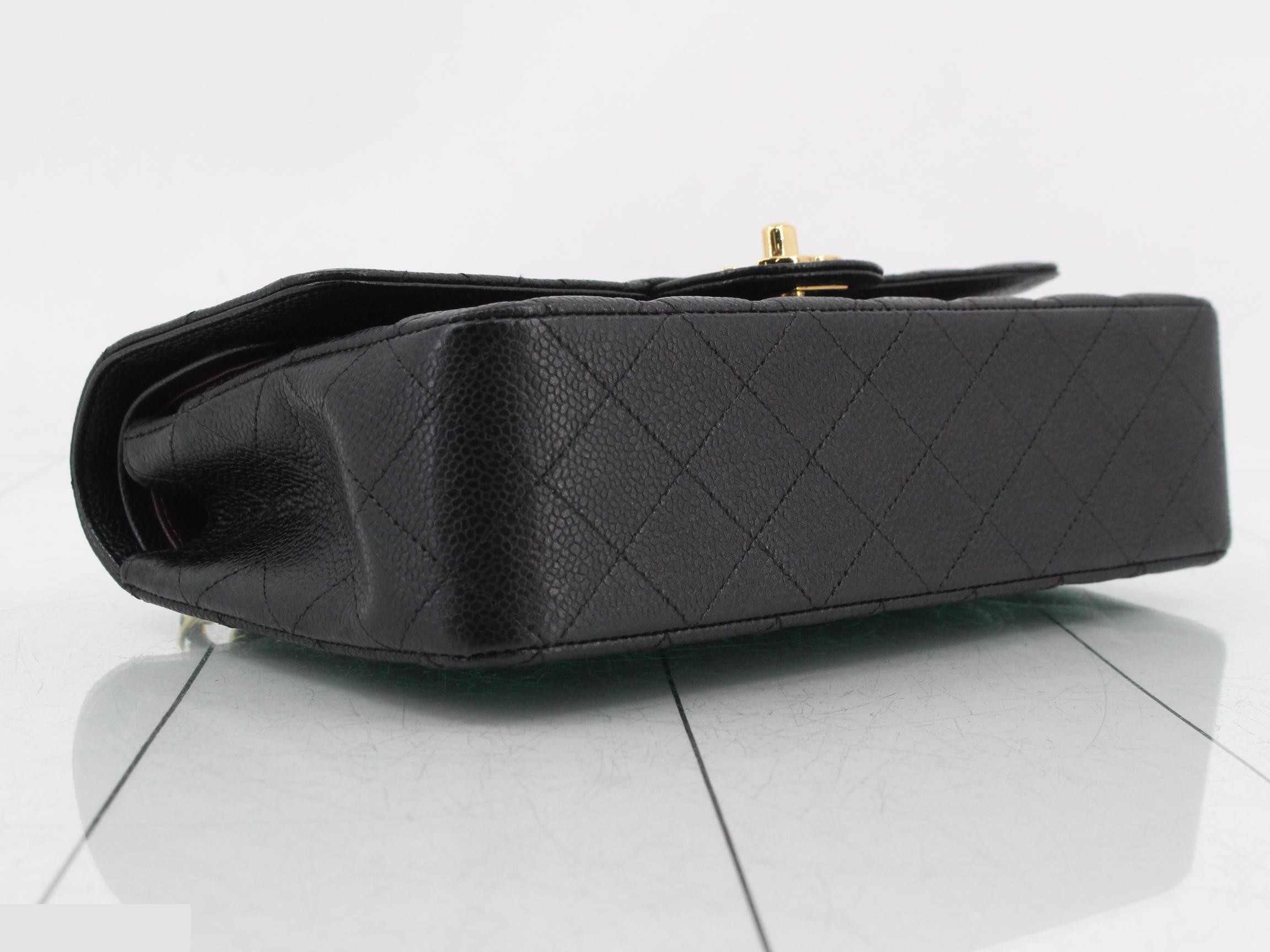 Matelassé 25 Double Chain Shoulder Bag, Caviar Leather, Black with Gold Hardware — view 5