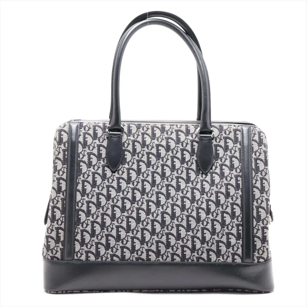 Trotter Canvas x Leather Tote Bag, Black — view 2