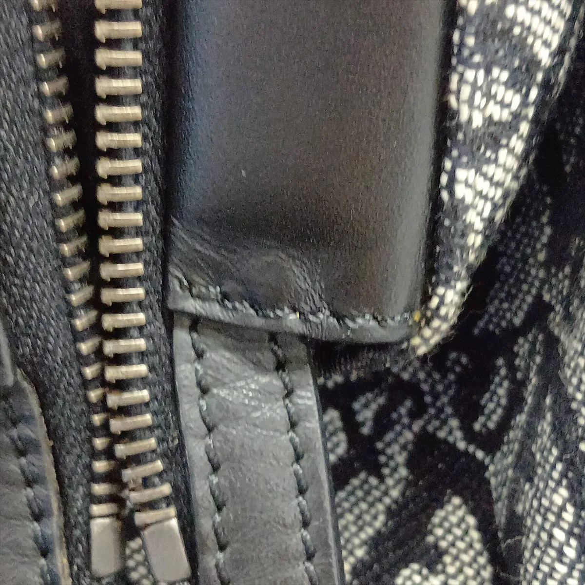 Trotter Canvas x Leather Tote Bag, Black — view 13