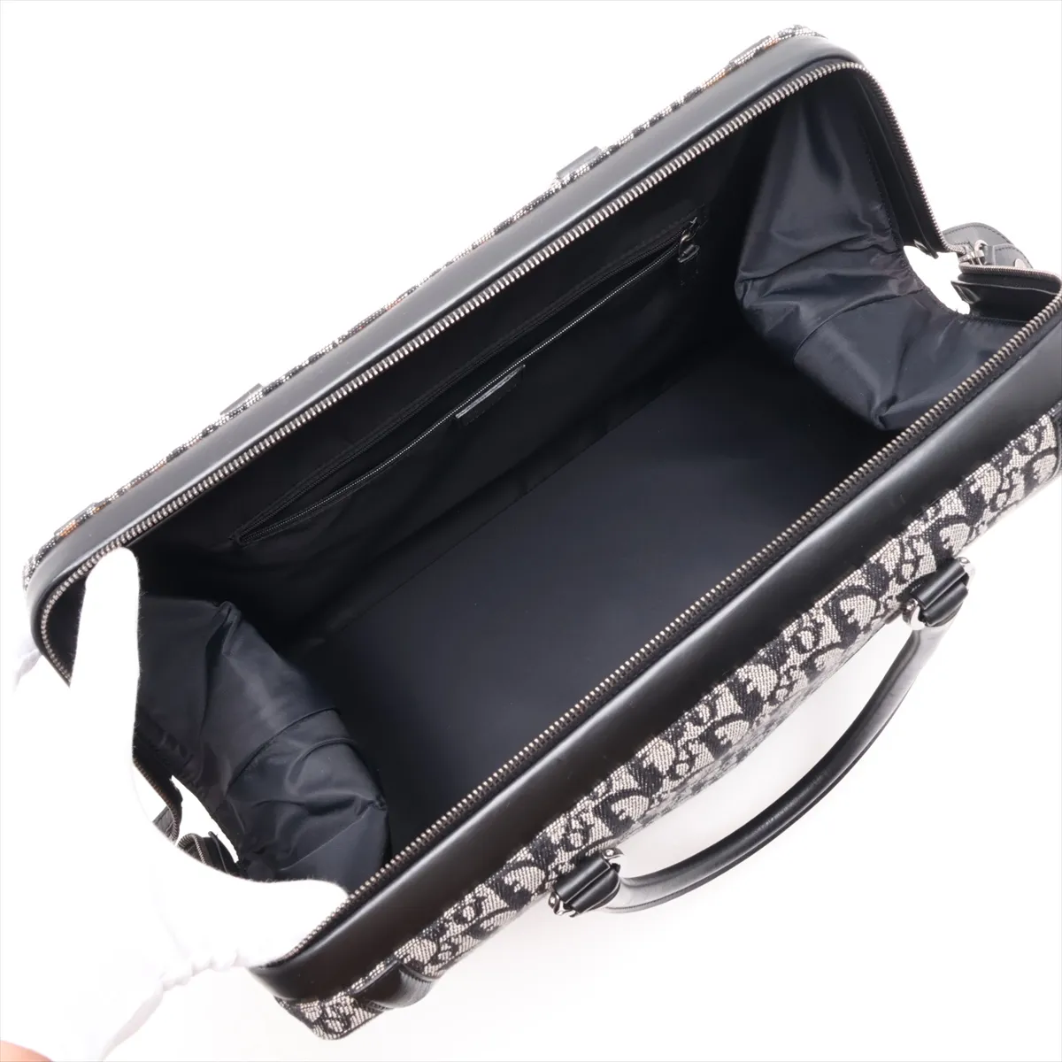 Trotter Canvas x Leather Tote Bag, Black — view 7
