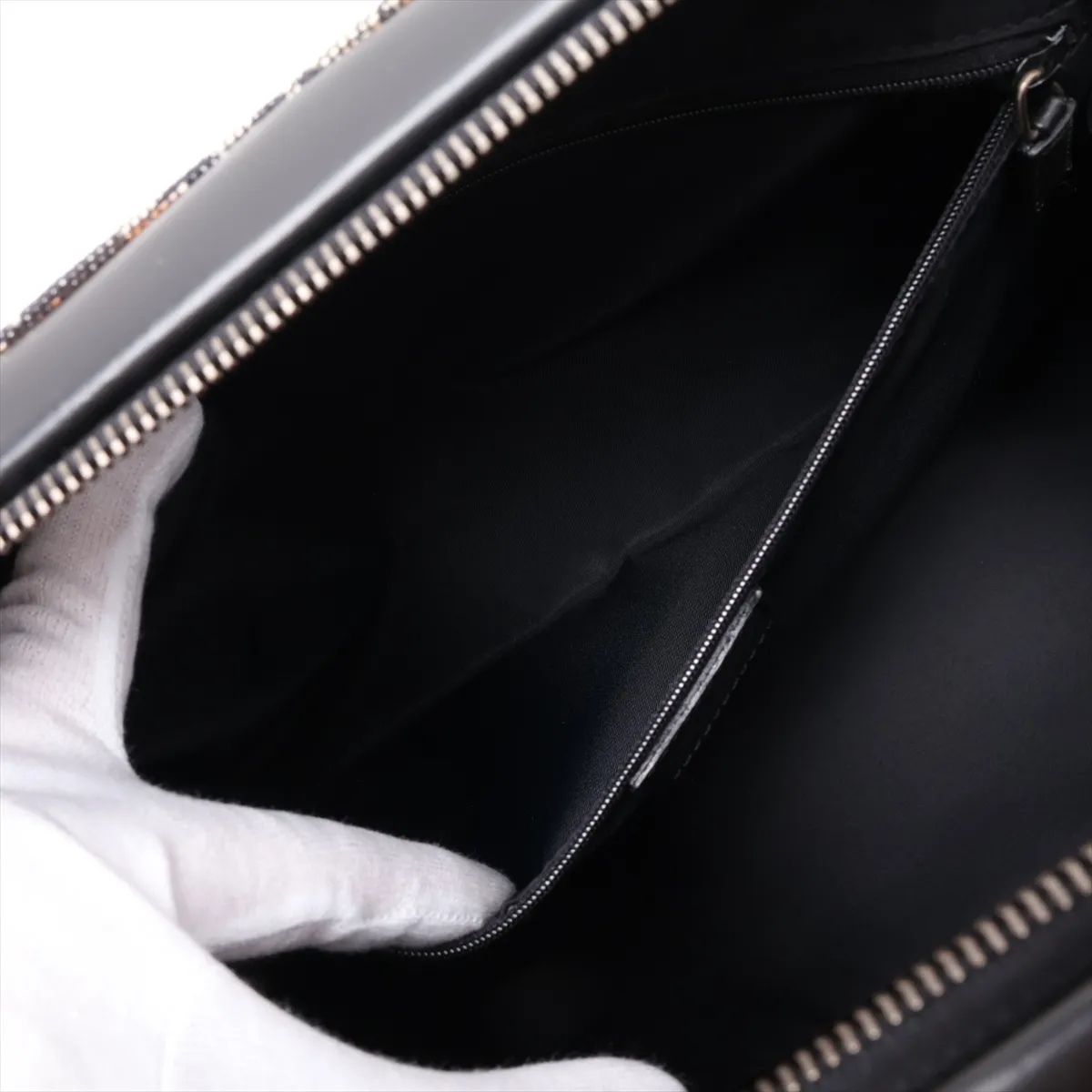 Trotter Canvas x Leather Tote Bag, Black — view 8