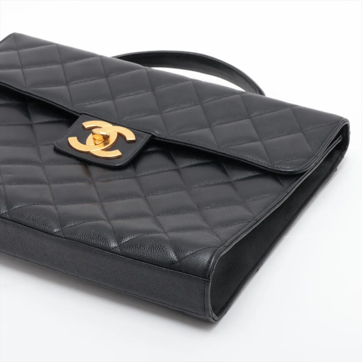 Matelassé Caviar Skin Business Bag, Black with Gold Hardware, Item No. 3444938 (Serial Number 3) — view 3