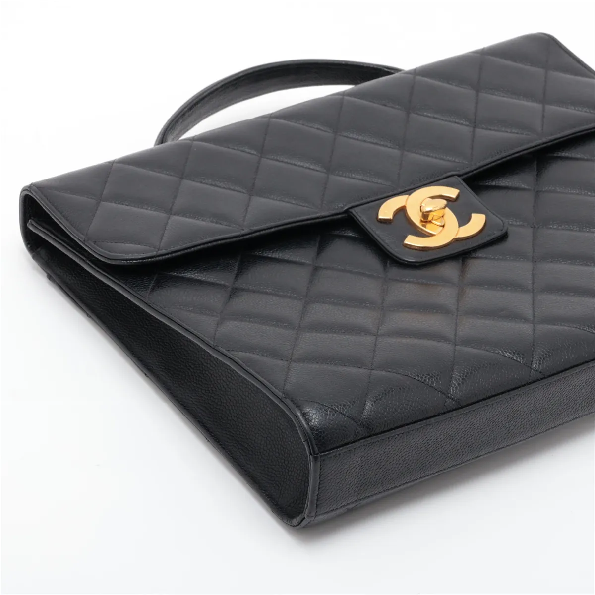 Matelassé Caviar Skin Business Bag, Black with Gold Hardware, Item No. 3444938 (Serial Number 3) — view 4