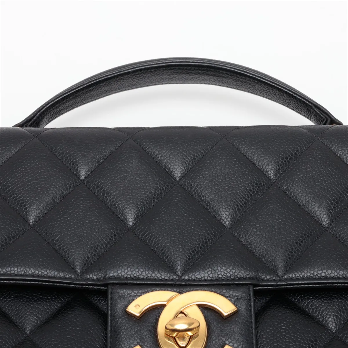 Matelassé Caviar Skin Business Bag, Black with Gold Hardware, Item No. 3444938 (Serial Number 3) — view 6