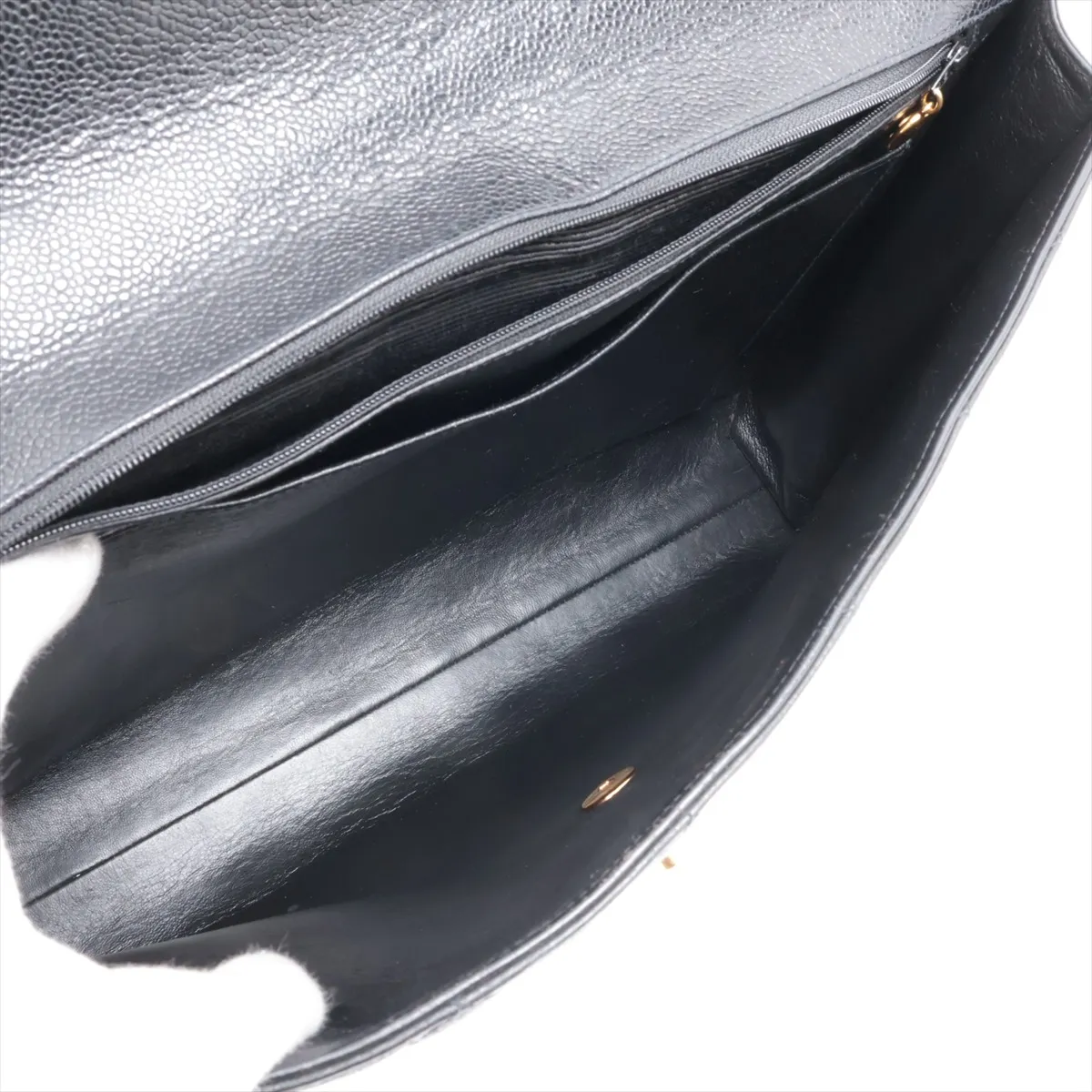 Matelassé Caviar Skin Business Bag, Black with Gold Hardware, Item No. 3444938 (Serial Number 3) — view 7