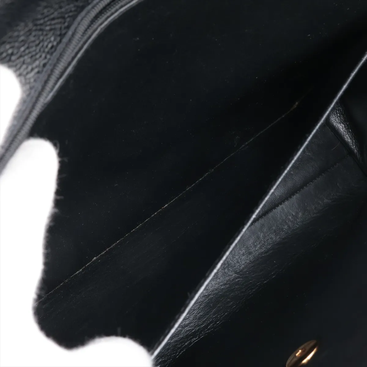 Matelassé Caviar Skin Business Bag, Black with Gold Hardware, Item No. 3444938 (Serial Number 3) — view 9