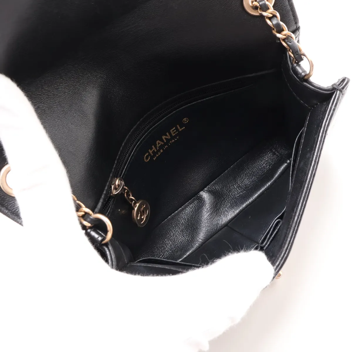 V-stitch lambskin single flap single chain bag, chevron pattern, brown with gold hardware, item number 24488103 (serial number in the 24 range). — view 6