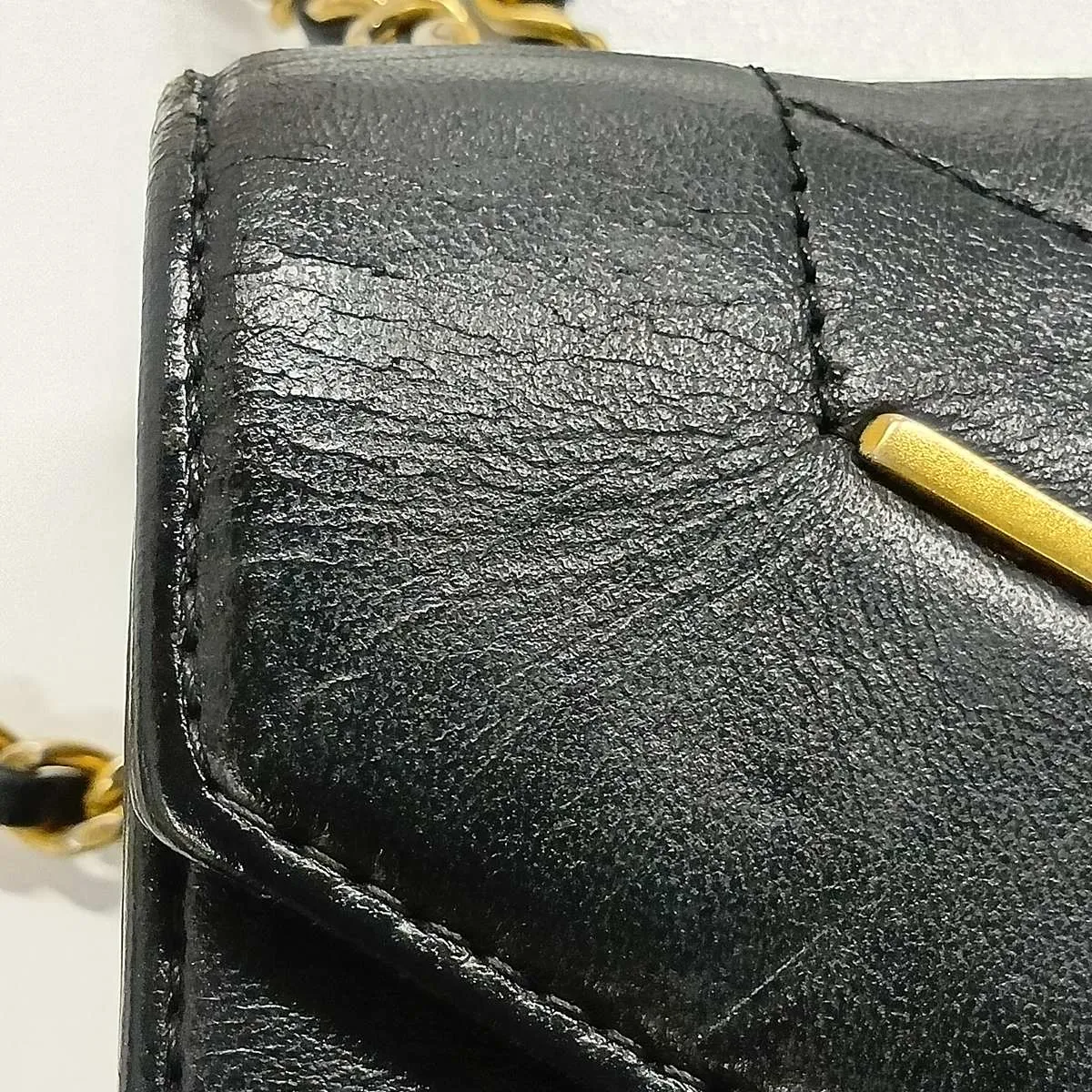 V-stitch lambskin single flap single chain bag, chevron pattern, brown with gold hardware, item number 24488103 (serial number in the 24 range). — view 10