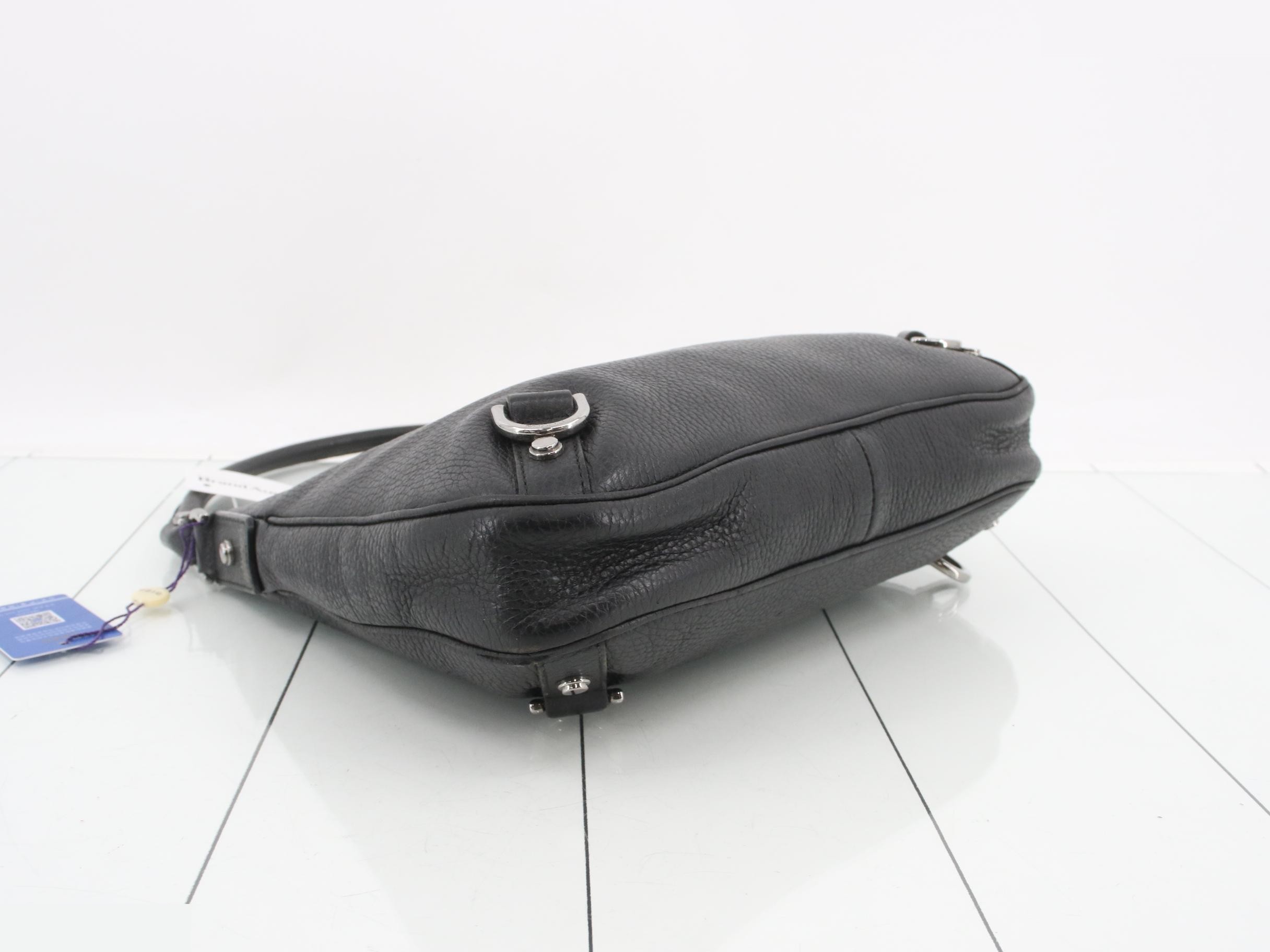 Abby D-ring Shoulder Bag, Leather, Black, Silver Hardware — view 5