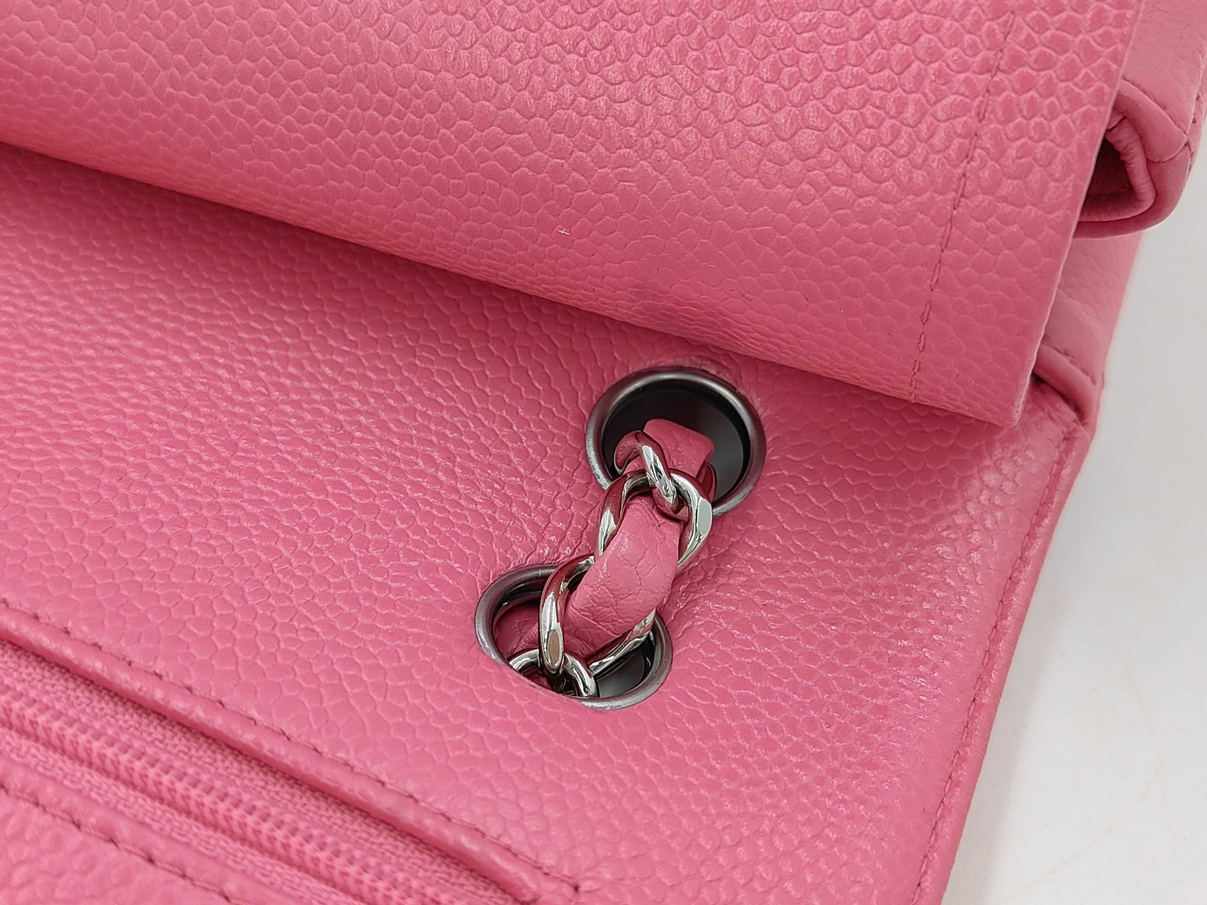 Matelassé 25 Double Flap Chain Shoulder Bag with V-Stitch Caviar Pink — view 5
