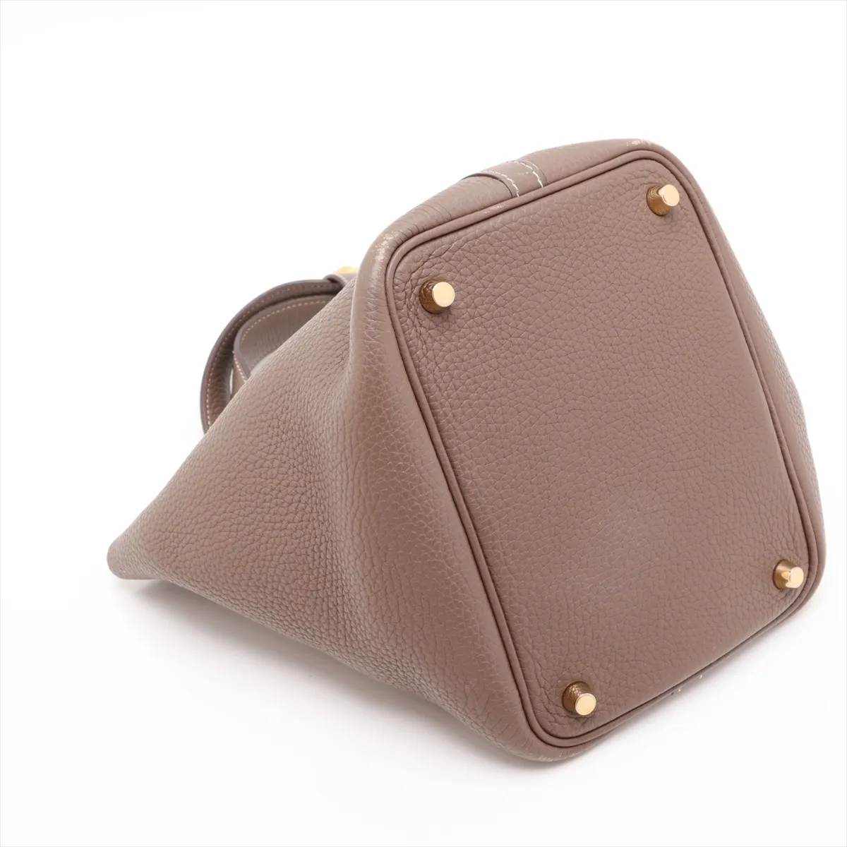 Picotin Lock 18 PM, Taurillon Clemence leather, Etoupe color, gold hardware, Year: 2020, No key, padlock cannot be opened. — view 4
