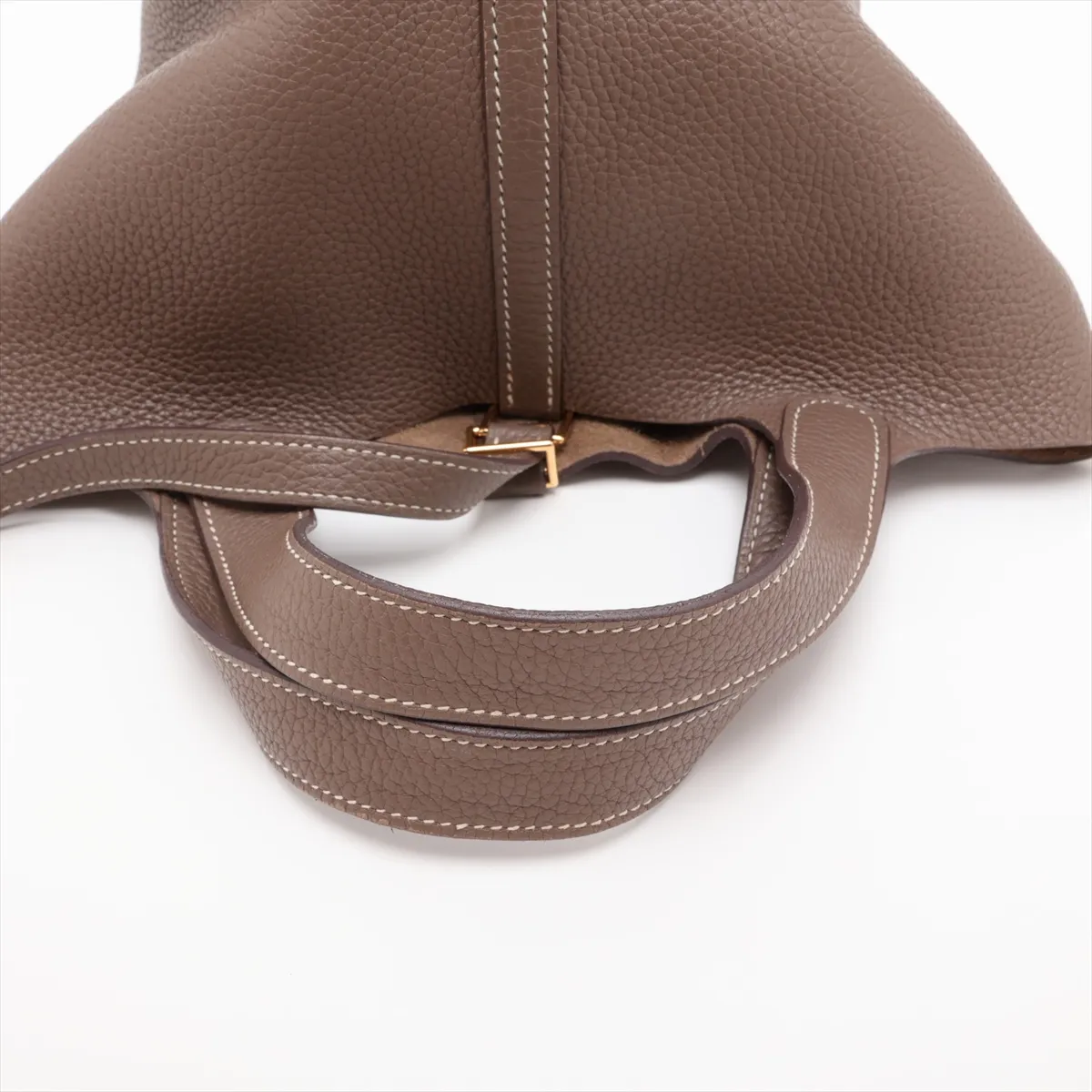 Picotin Lock 18 PM, Taurillon Clemence leather, Etoupe color, gold hardware, Year: 2020, No key, padlock cannot be opened. — view 5