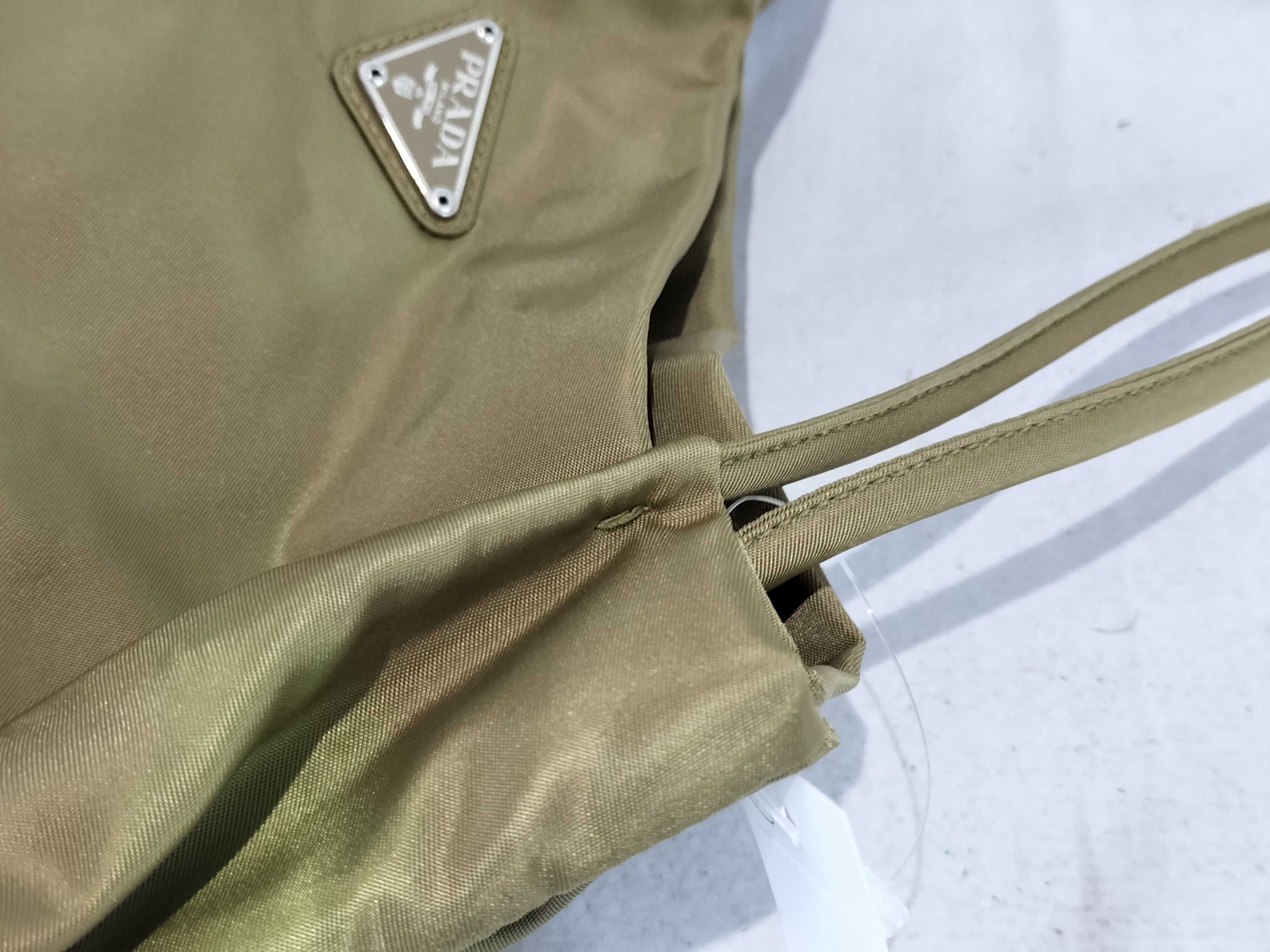 Nylon Tote Bag, Khaki — view 6