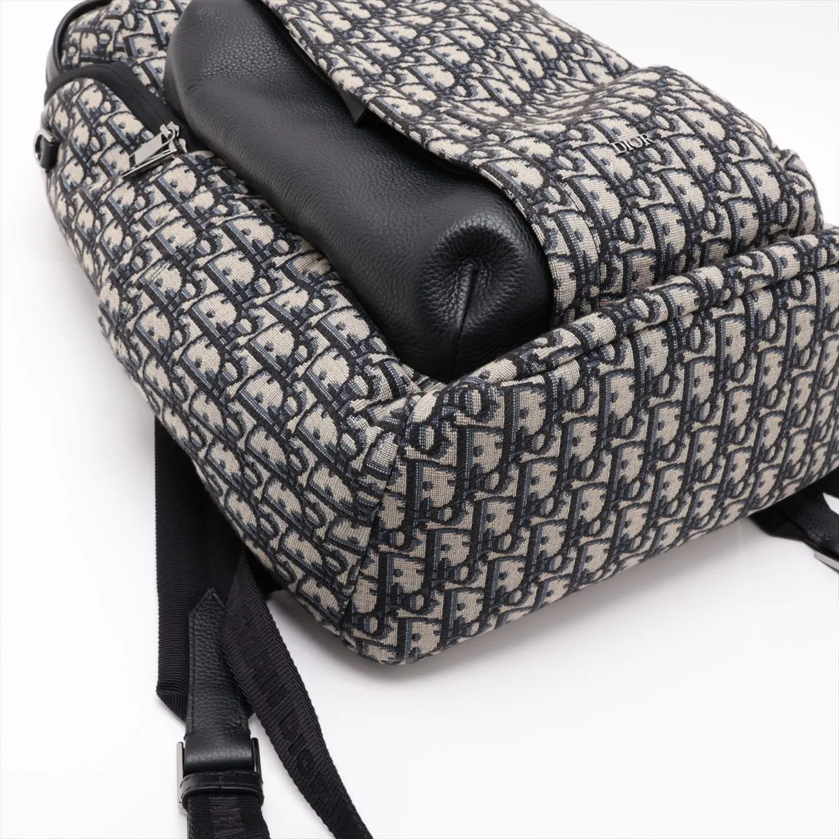 Oblique Canvas x Leather Backpack/Rucksack, Navy with Star Mark — view 4