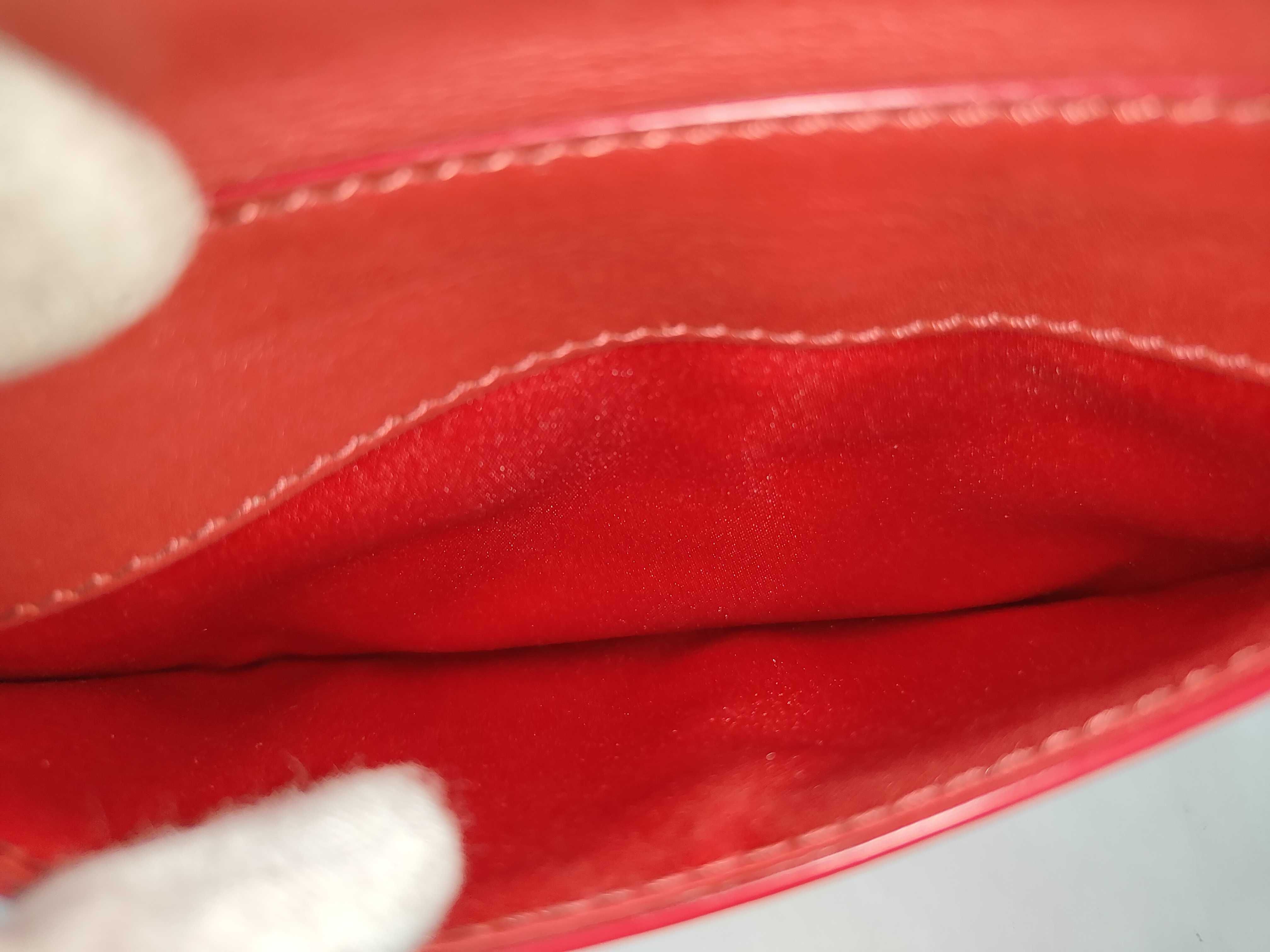Red and White Calfskin Stud Chain Shoulder Bag — view 11