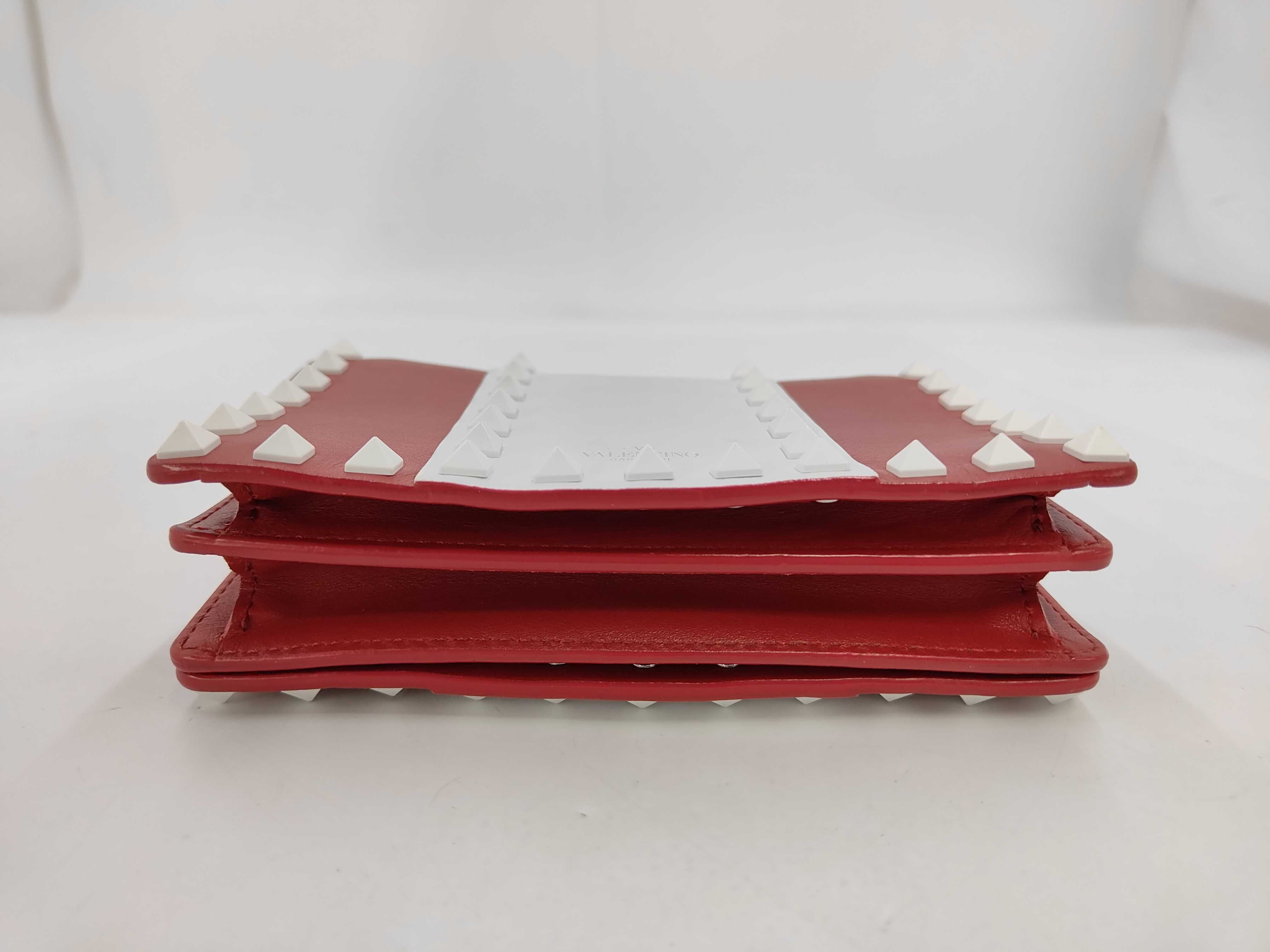 Red and White Calfskin Stud Chain Shoulder Bag — view 4