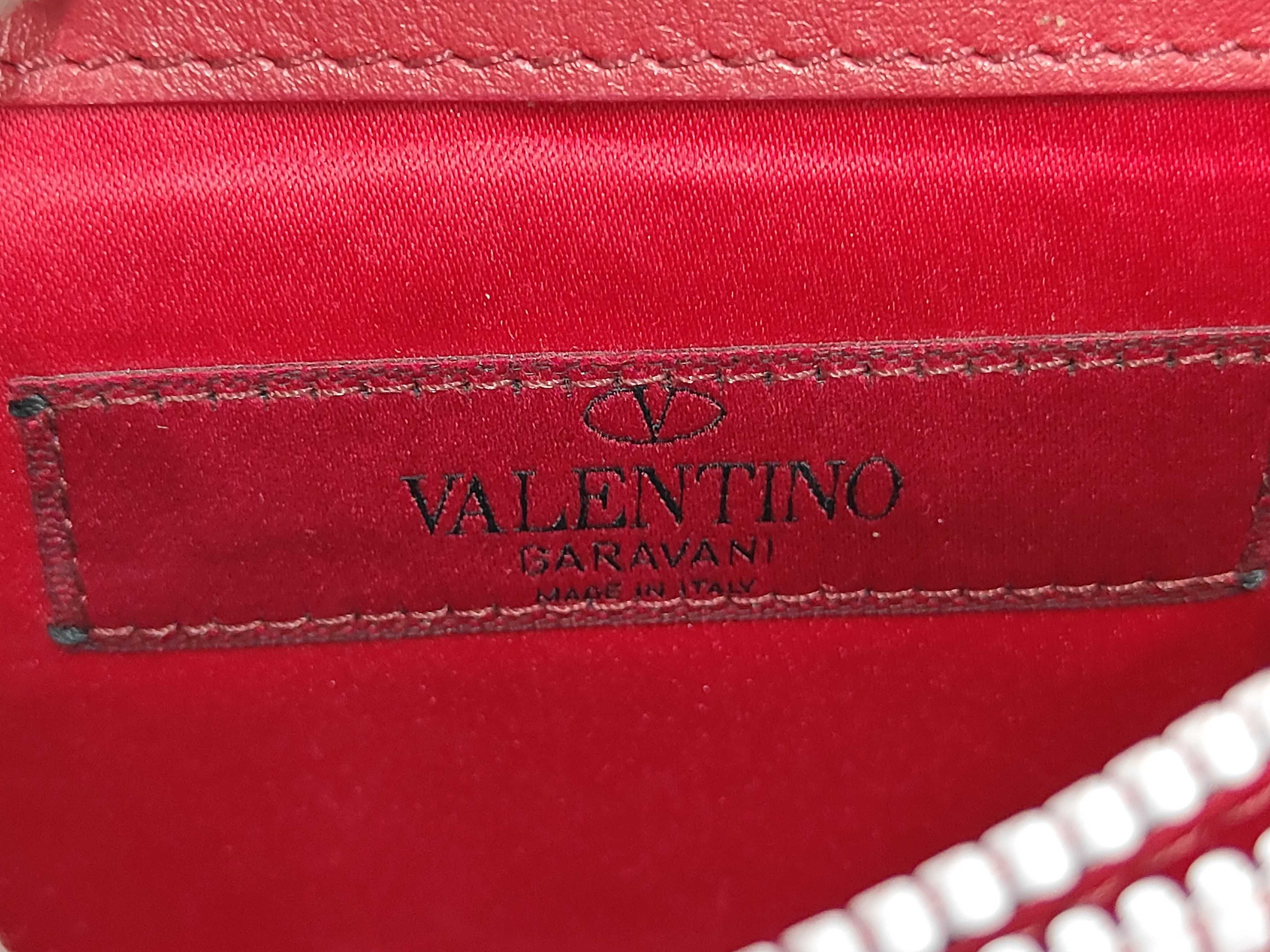 Red and White Calfskin Stud Chain Shoulder Bag — view 10
