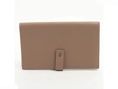Leather long wallet, bi-fold wallet, round zipper