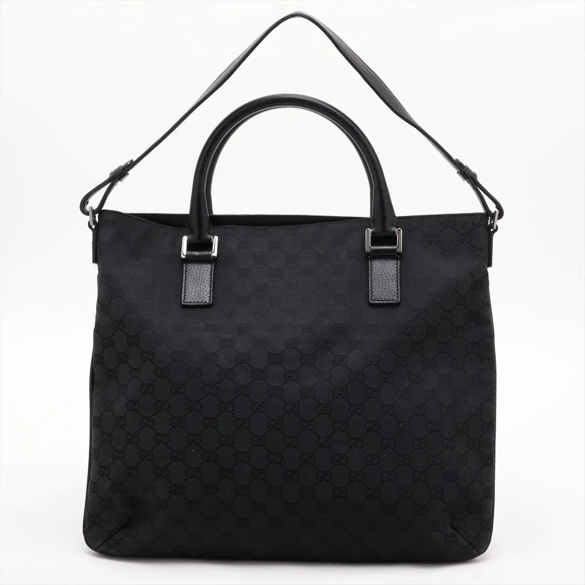 GG Canvas 122797 Canvas x Leather 2-Way Handbag, Black — view 2