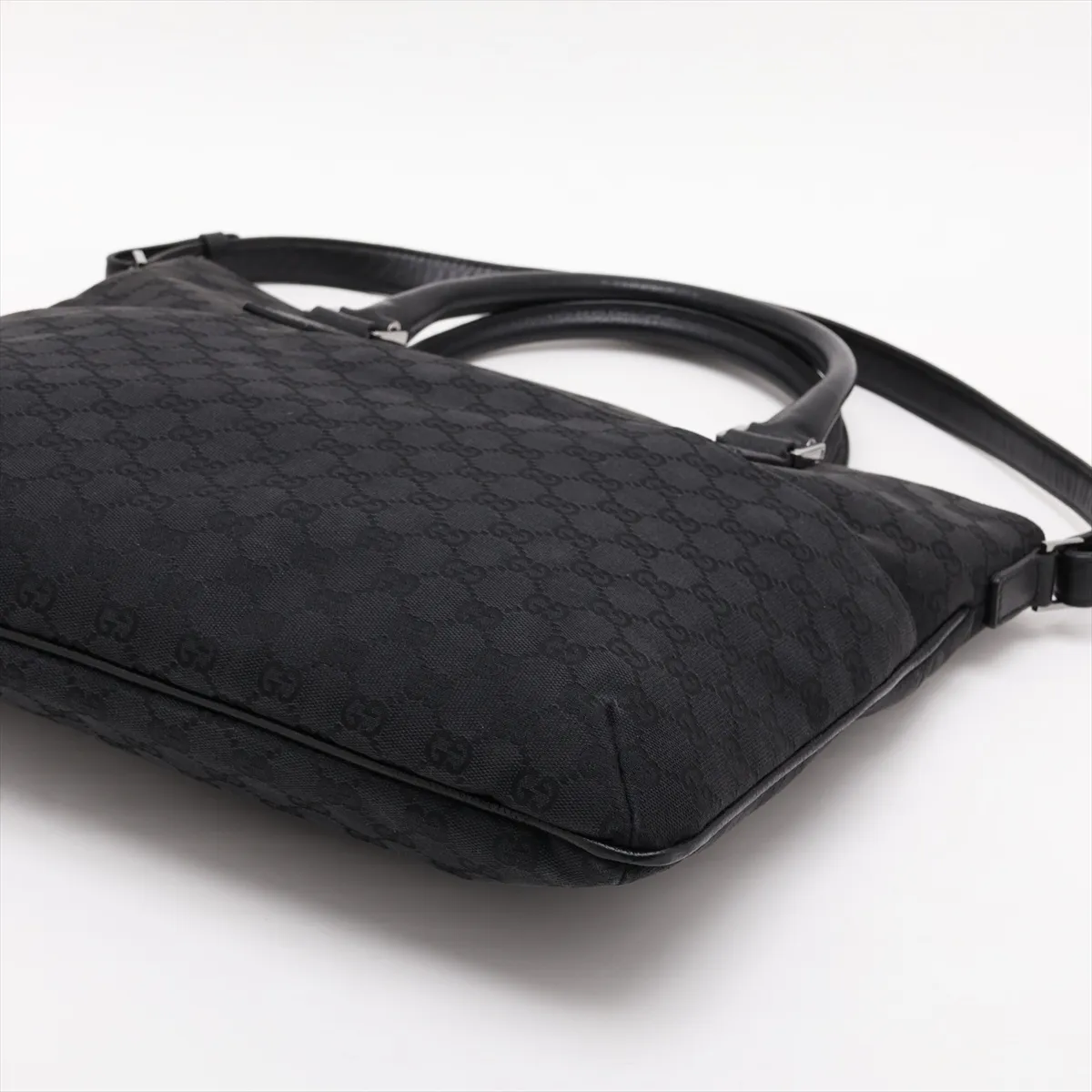 GG Canvas 122797 Canvas x Leather 2-Way Handbag, Black — view 3