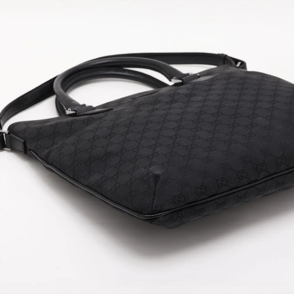 GG Canvas 122797 Canvas x Leather 2-Way Handbag, Black — view 4