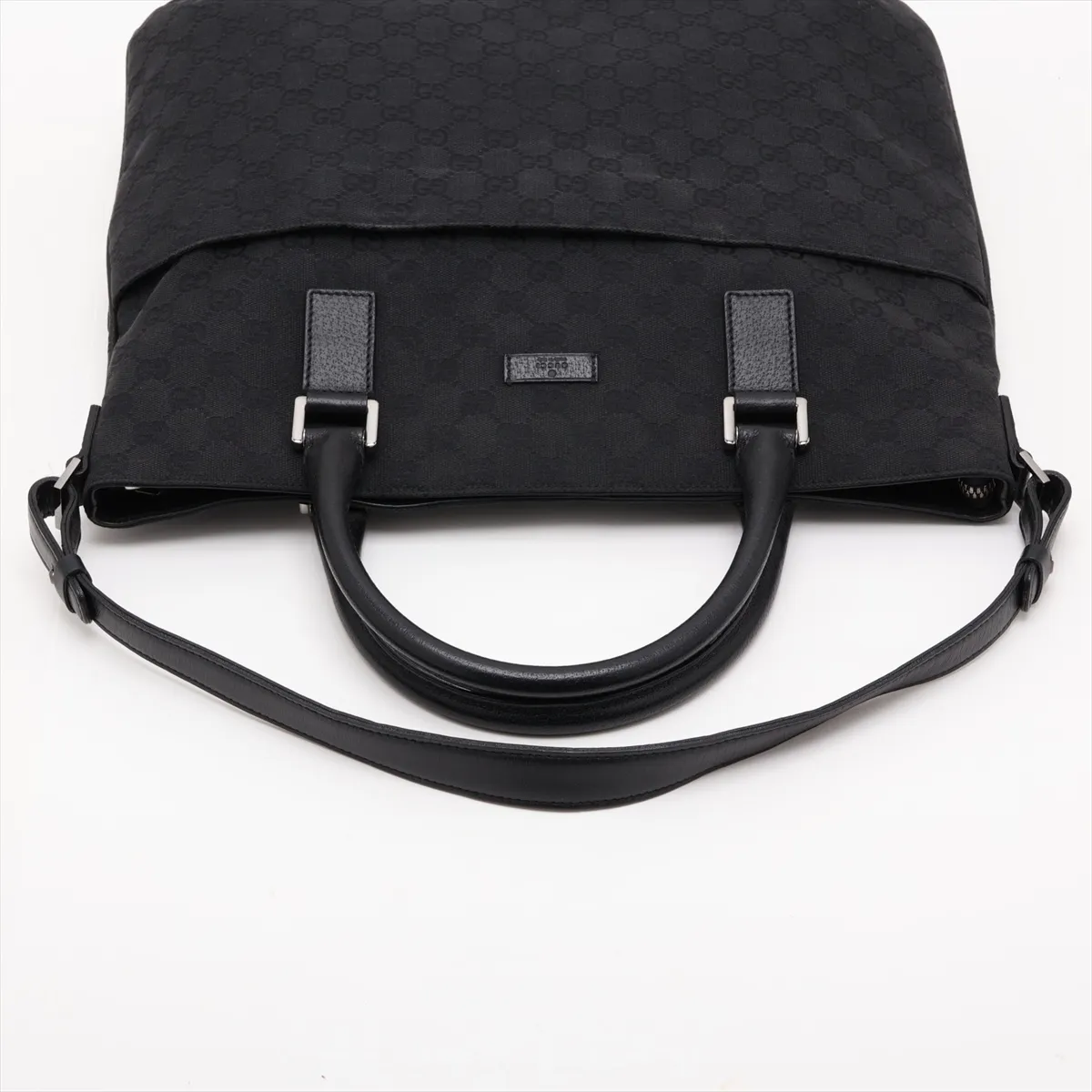 GG Canvas 122797 Canvas x Leather 2-Way Handbag, Black — view 5