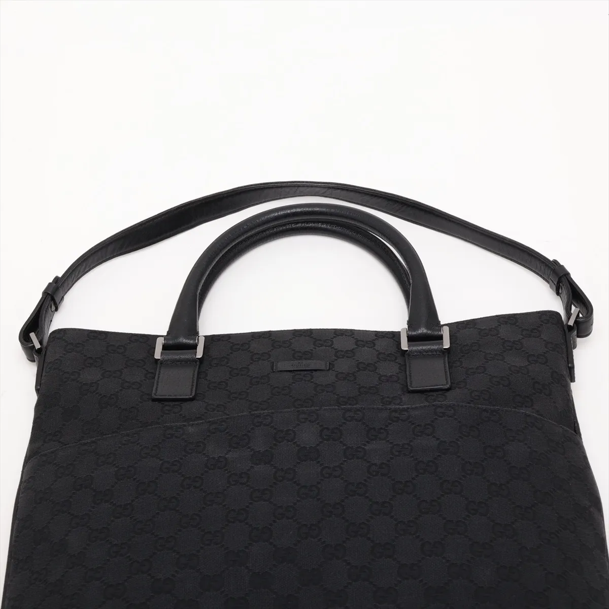 GG Canvas 122797 Canvas x Leather 2-Way Handbag, Black — view 6