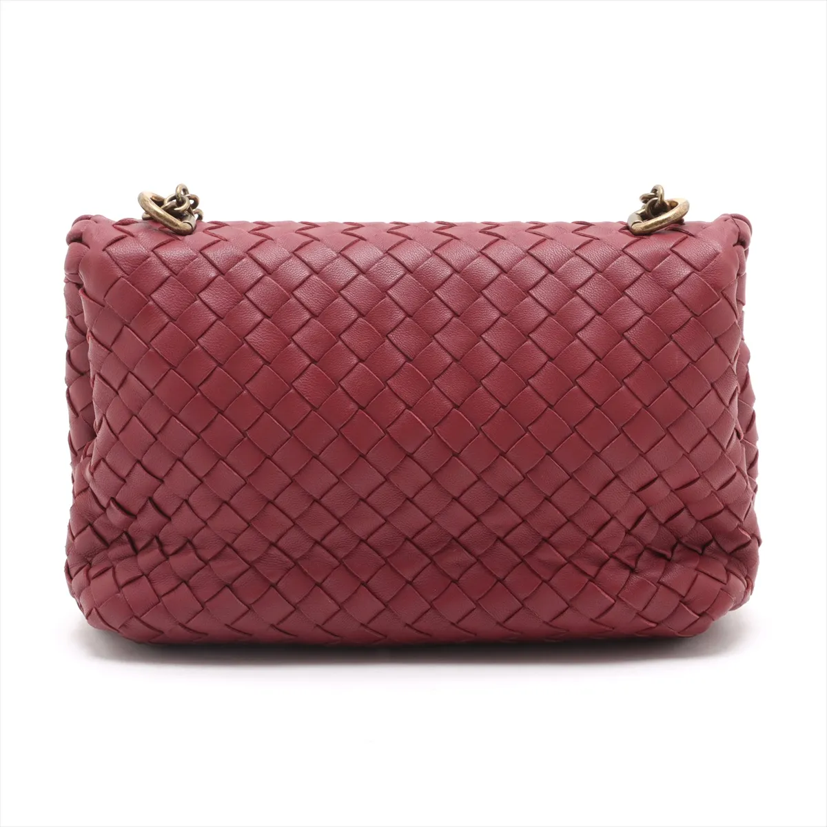 Intrecciato Olympia Leather Chain Shoulder Bag Red — view 2