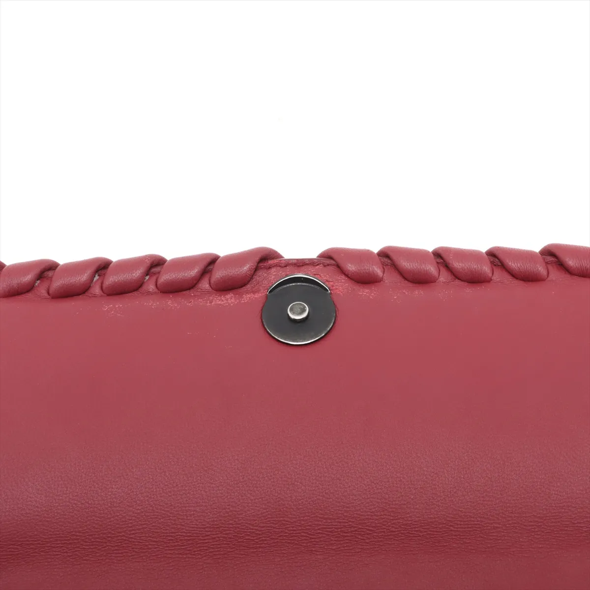Intrecciato Olympia Leather Chain Shoulder Bag Red — view 11