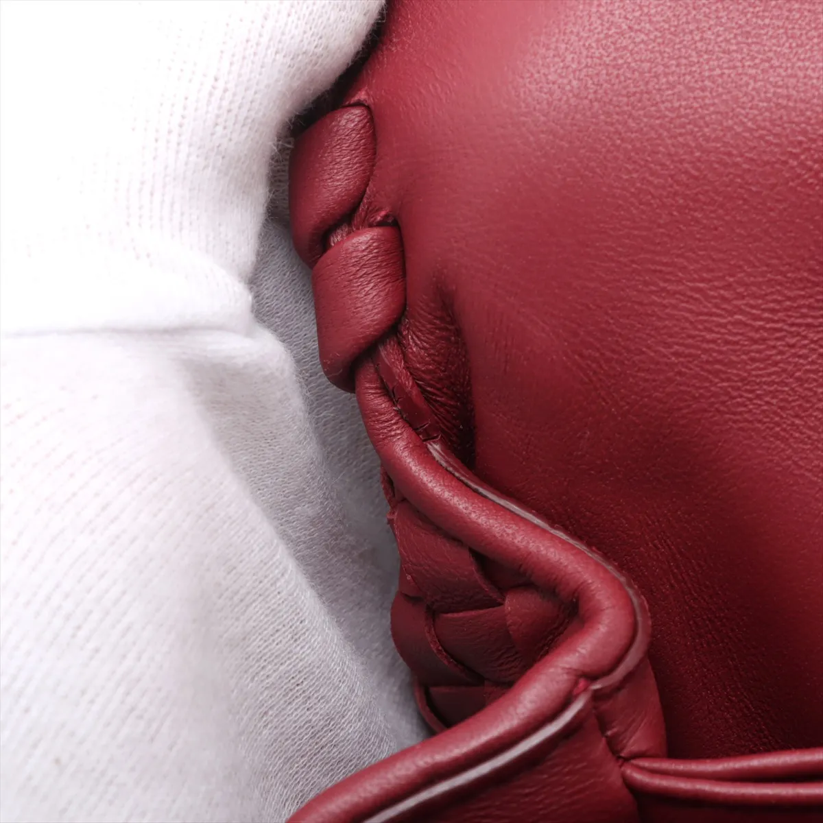 Intrecciato Olympia Leather Chain Shoulder Bag Red — view 14