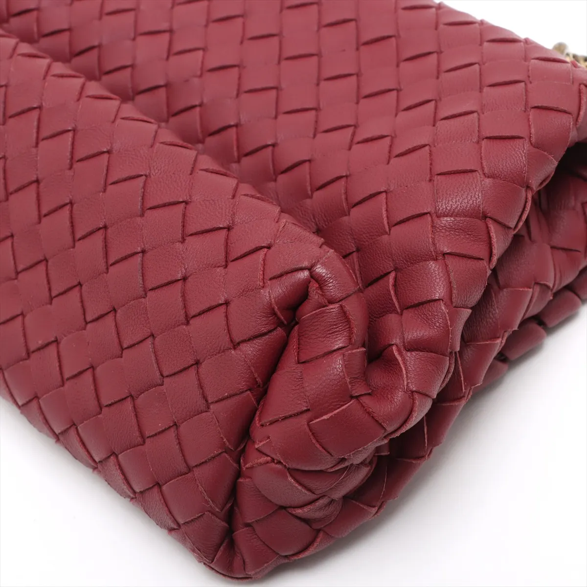 Intrecciato Olympia Leather Chain Shoulder Bag Red — view 15