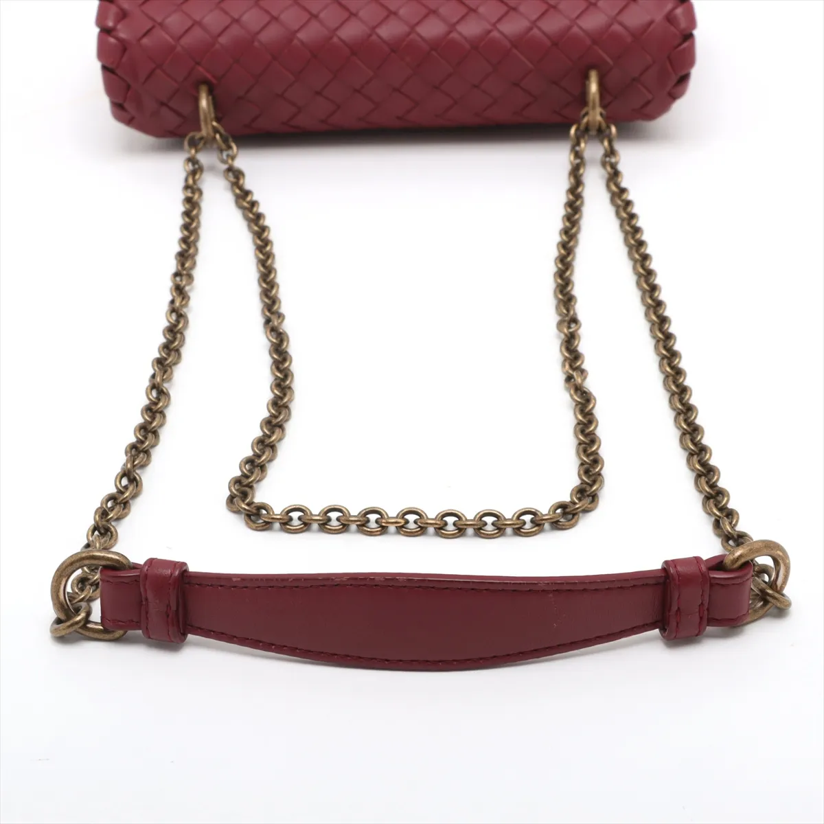 Intrecciato Olympia Leather Chain Shoulder Bag Red — view 5