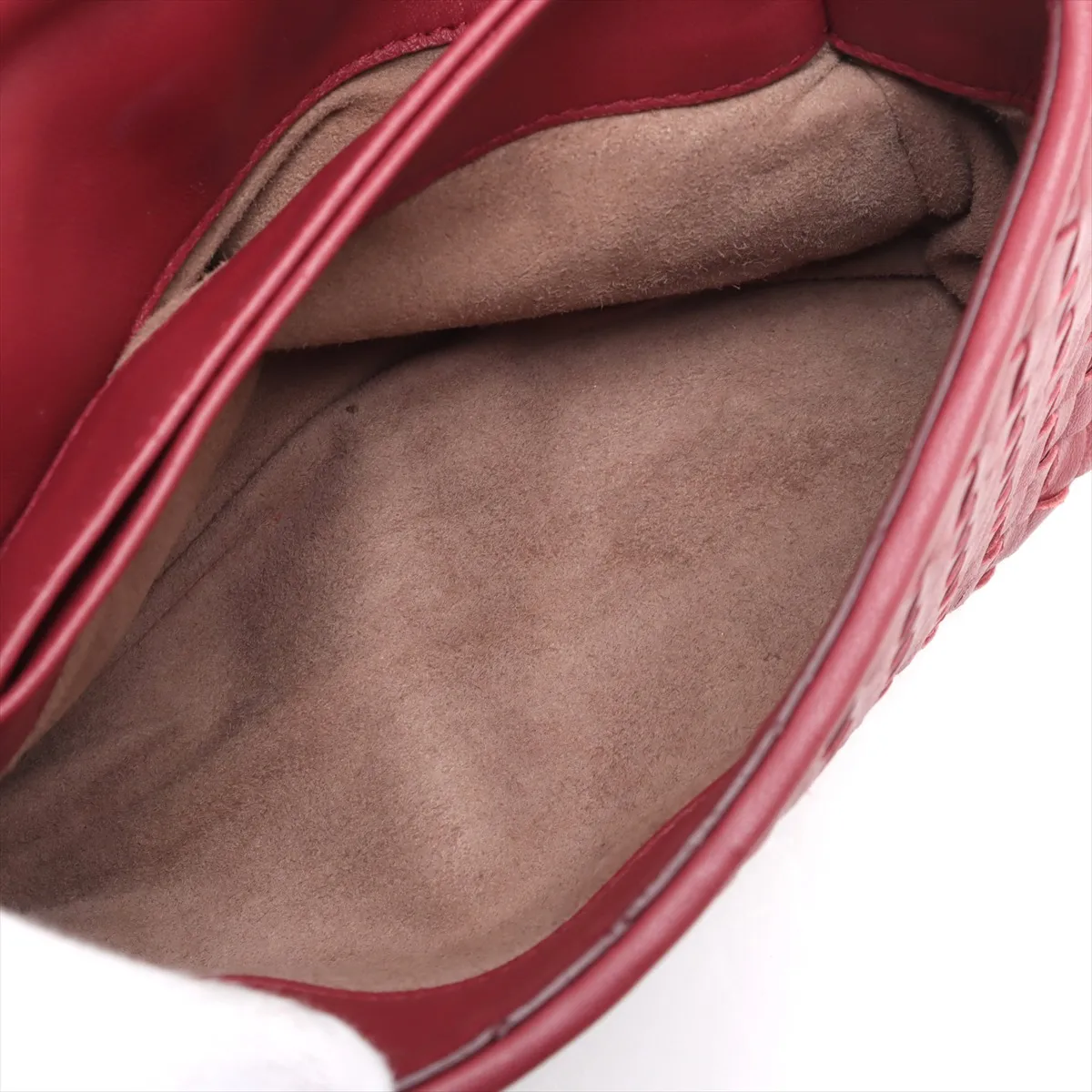 Intrecciato Olympia Leather Chain Shoulder Bag Red — view 8