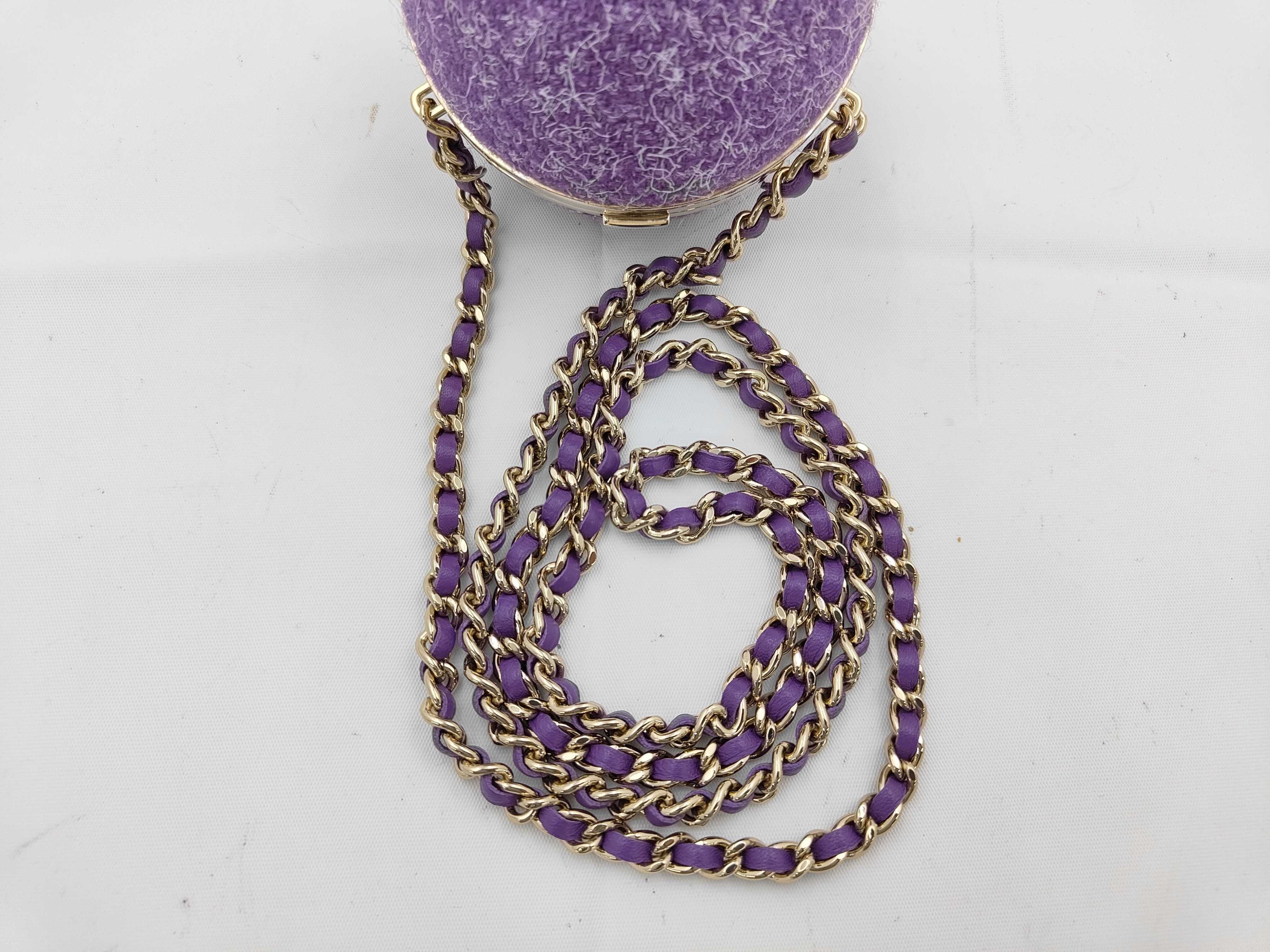 Coco Mark Ball Chain Shoulder Bag, Purple — view 3