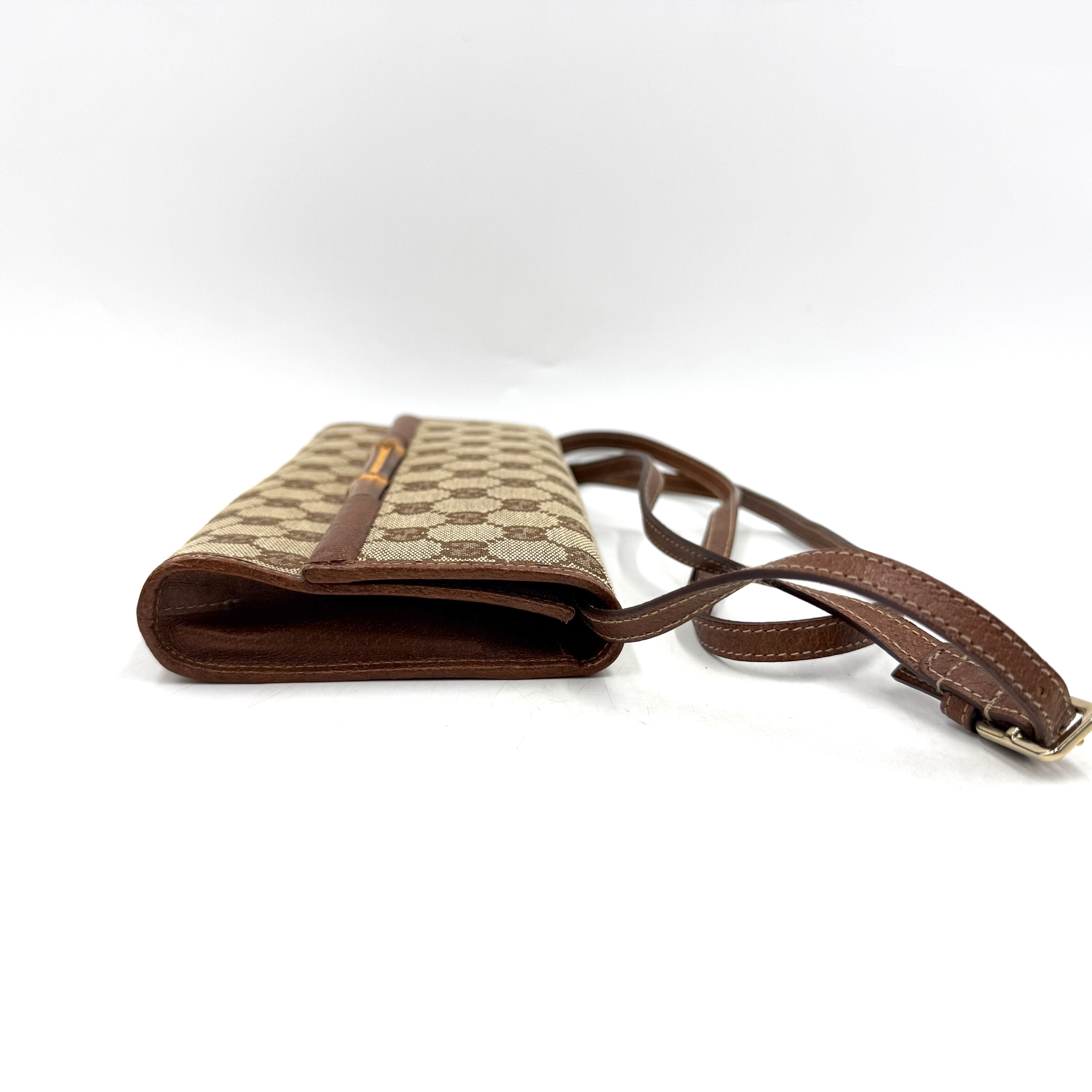 Bamboo (Bag) Shoulder Bag, Brown, GG Canvas — view 3