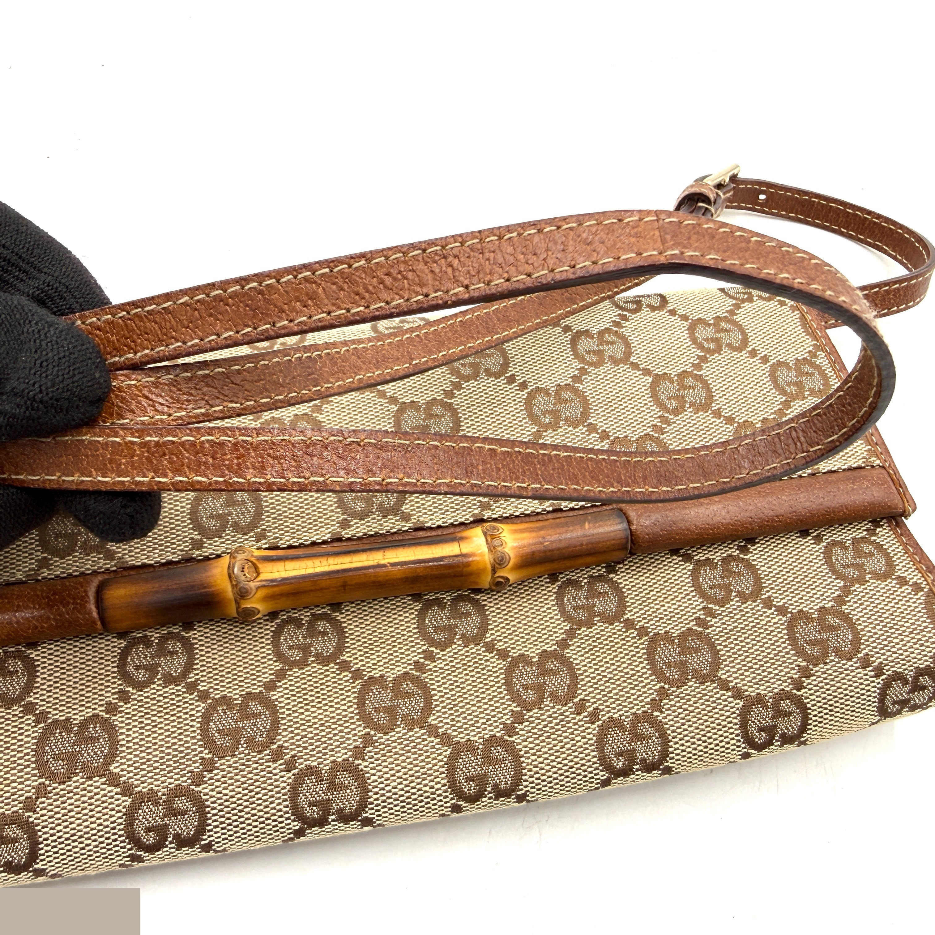 Bamboo (Bag) Shoulder Bag, Brown, GG Canvas — view 5