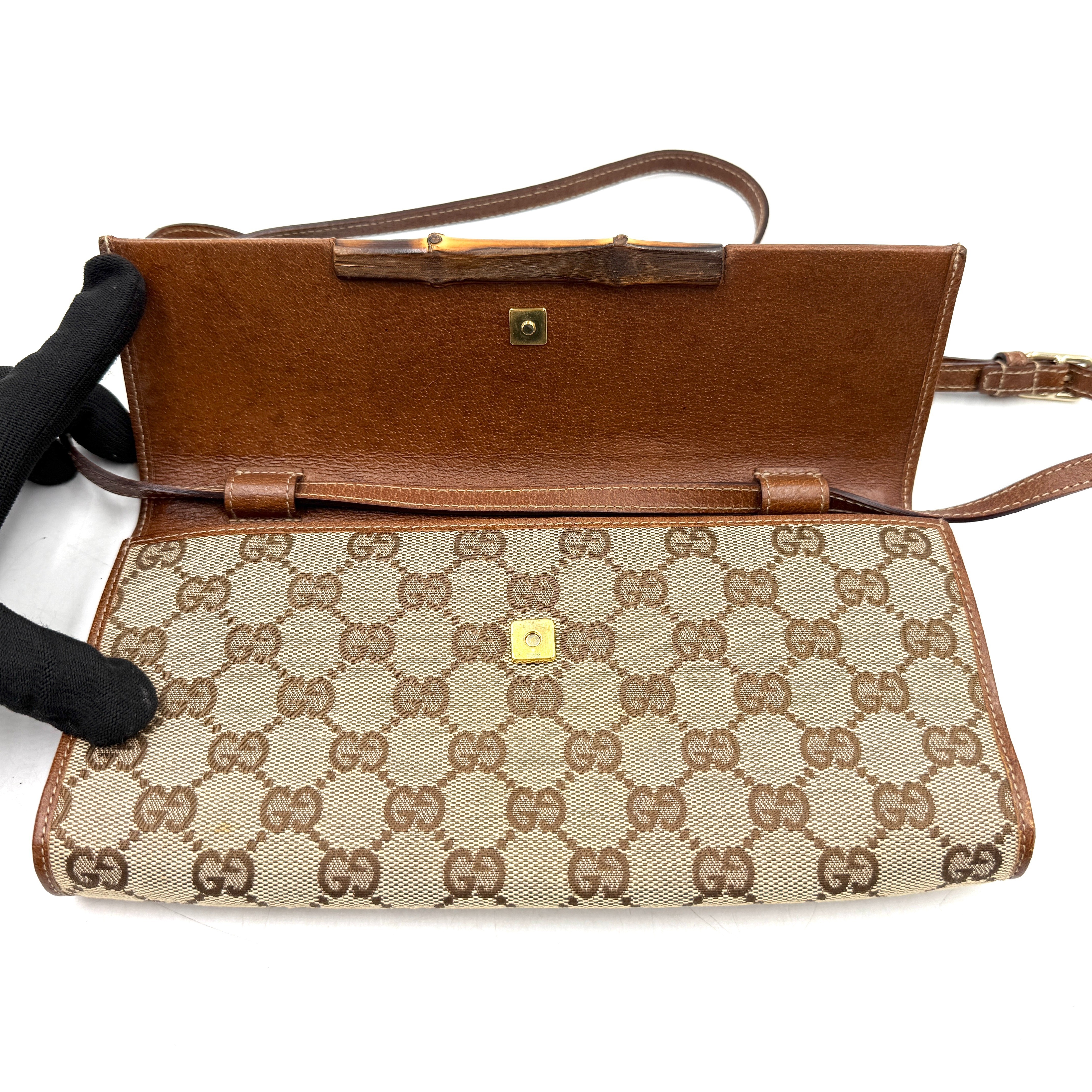 Bamboo (Bag) Shoulder Bag, Brown, GG Canvas — view 6
