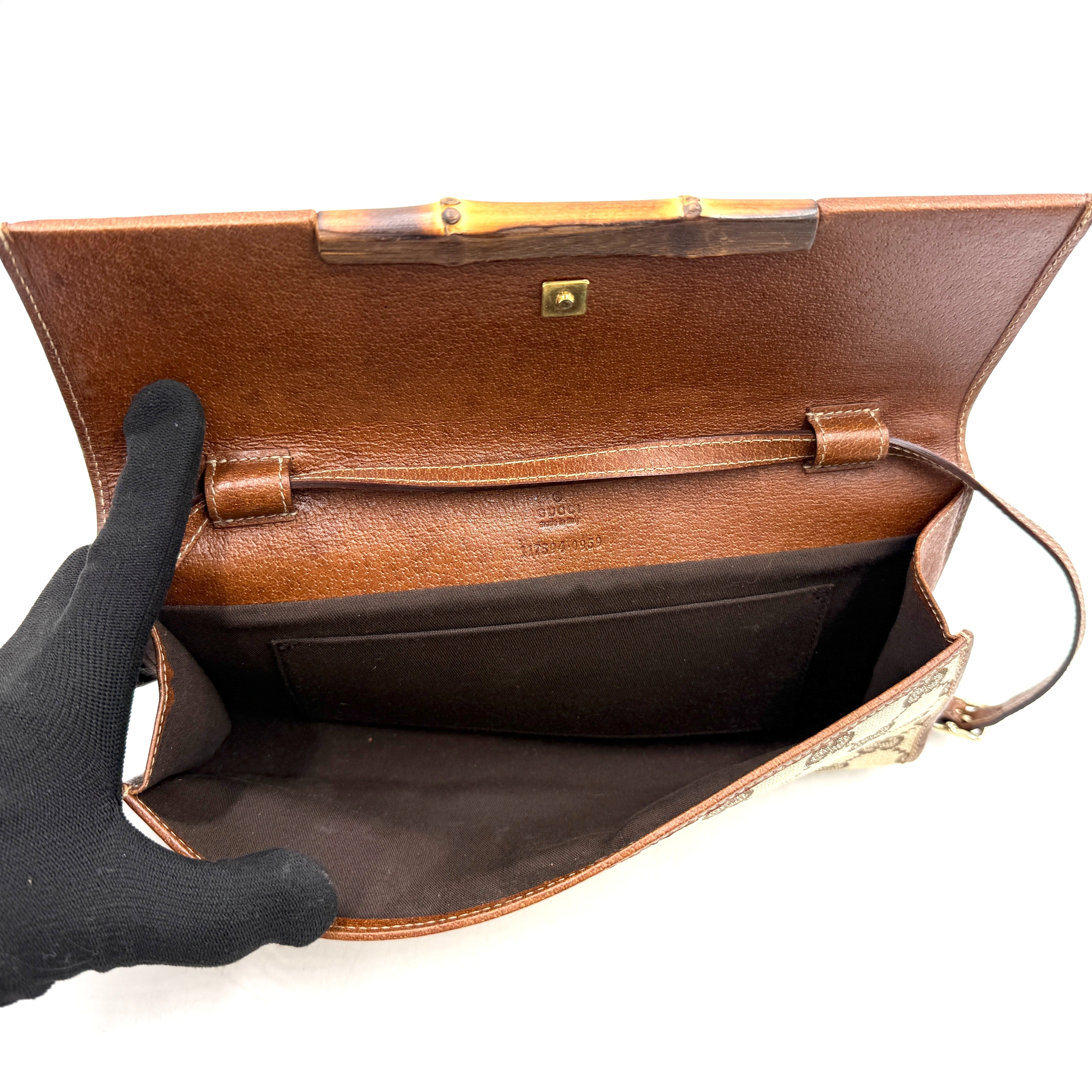 Bamboo (Bag) Shoulder Bag, Brown, GG Canvas — view 7
