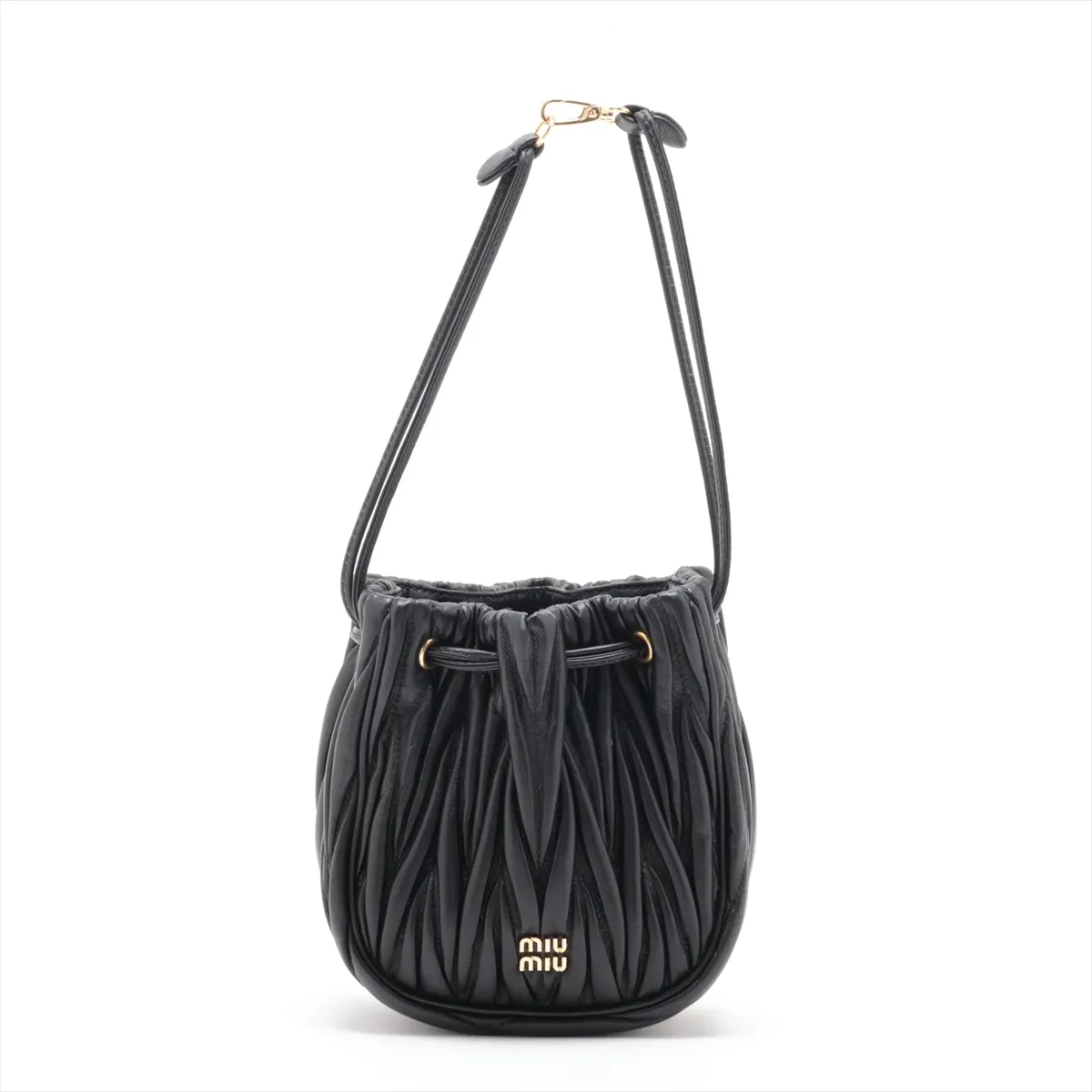 Matelassé Leather Handbag, Black